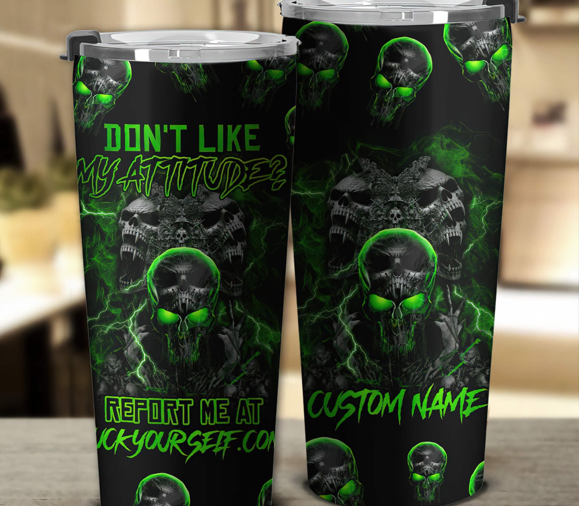 Personalized Don't Like My Attitude Skull Tumbler Tumbler