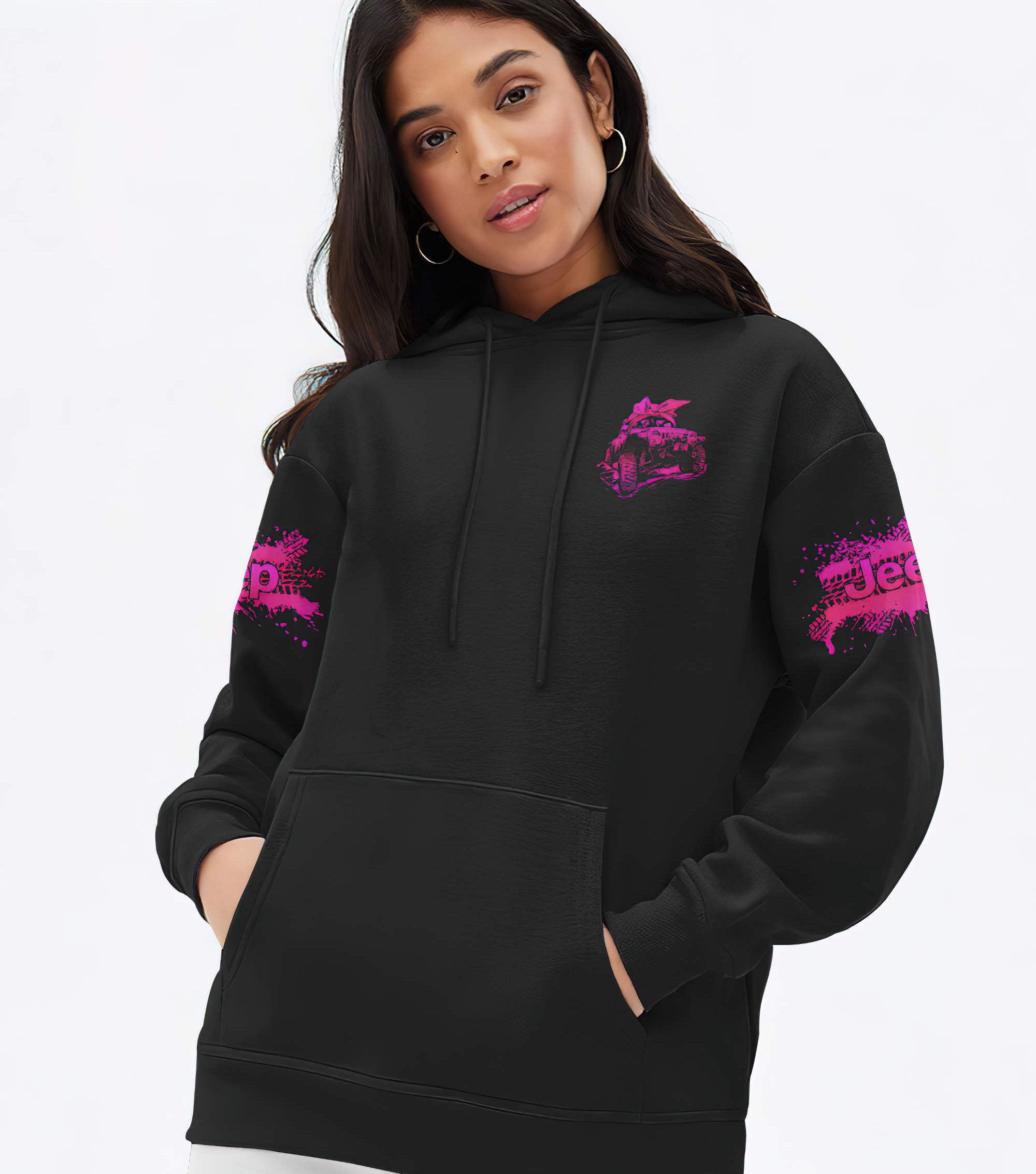 jeep-girl-classy-sassy-sunflower-pink-hoodie