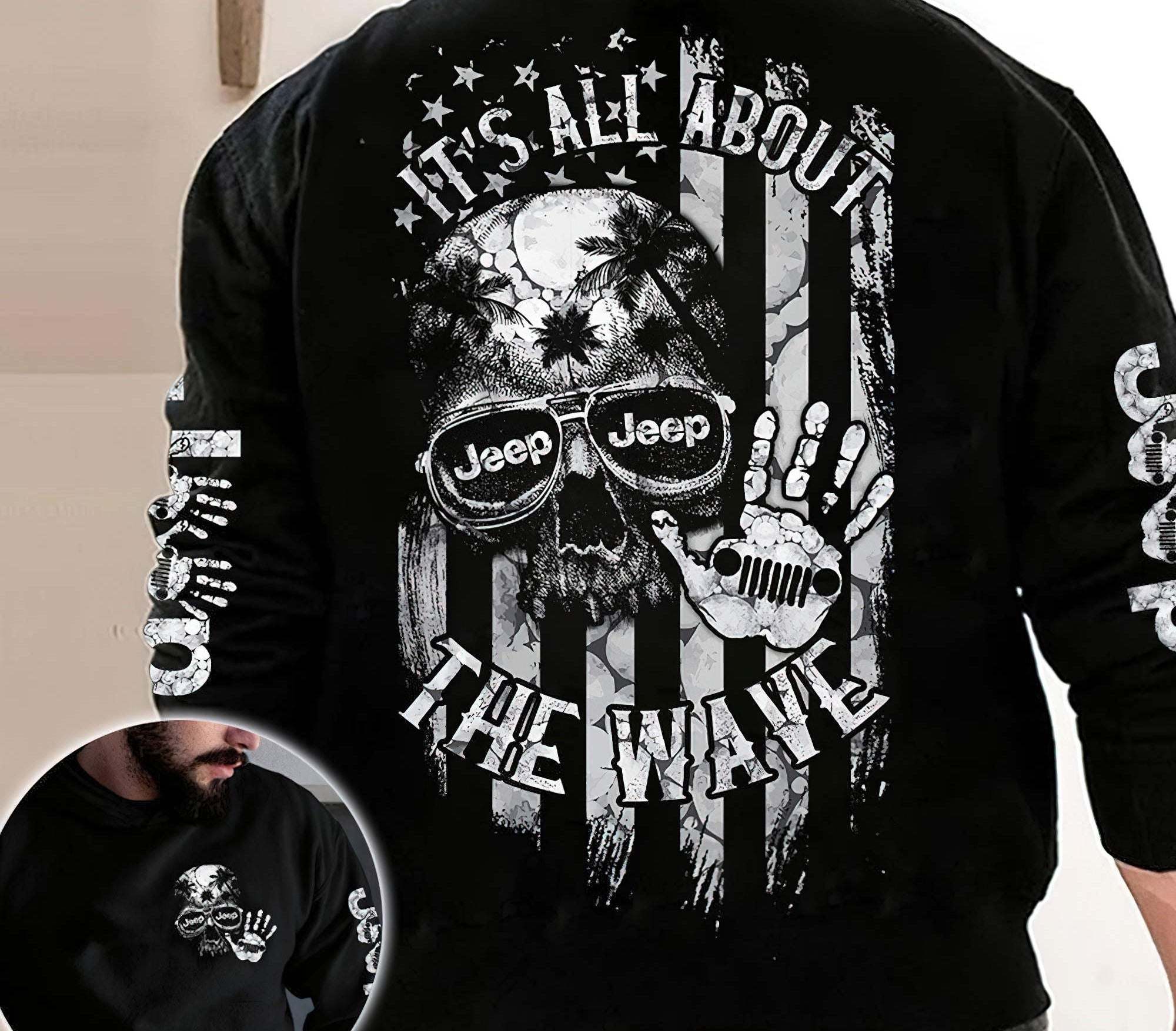 all-about-the-wave-skull-jeep-flag-bw-sweatshirt