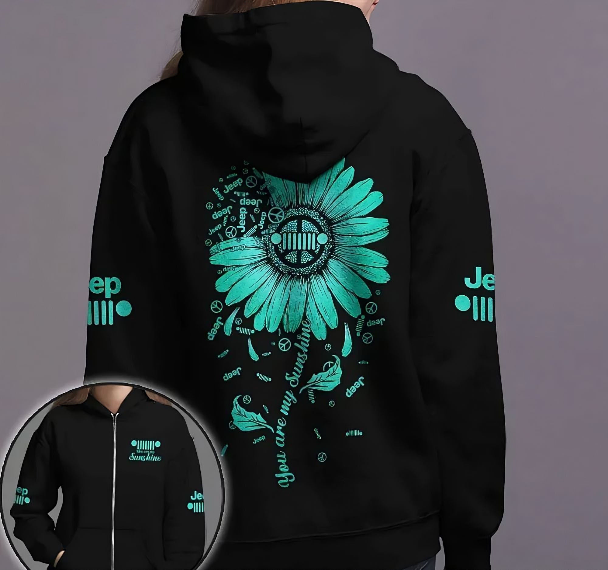 you-are-my-sunshine-teal-sunflower-jeep-all-over-print-hoodie