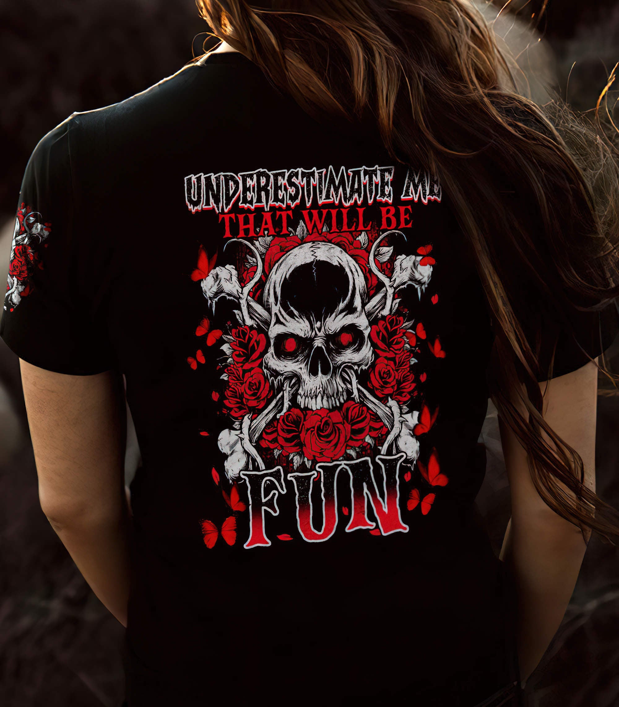 underestimate-me-rose-skull-all-over-print-1-women-v-neck-t-shirt