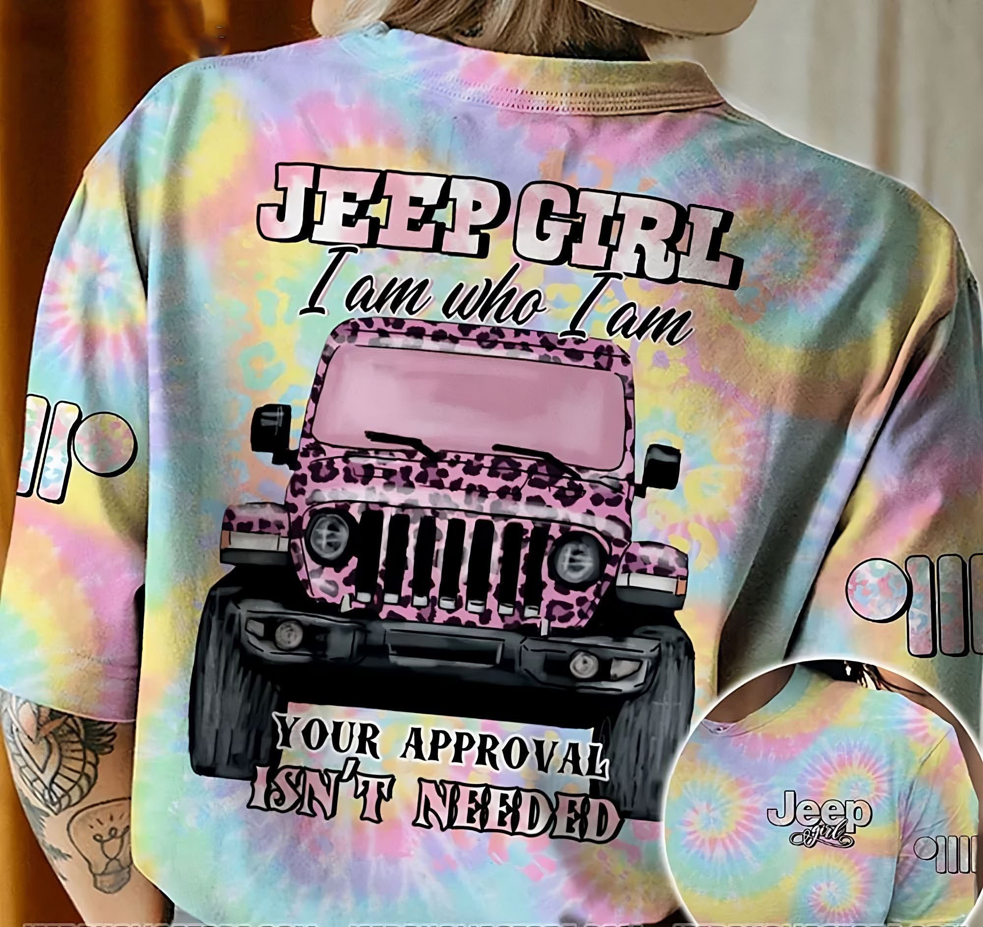 jeep-girl-i-am-who-i-am-all-over-print-pink-t-shirt