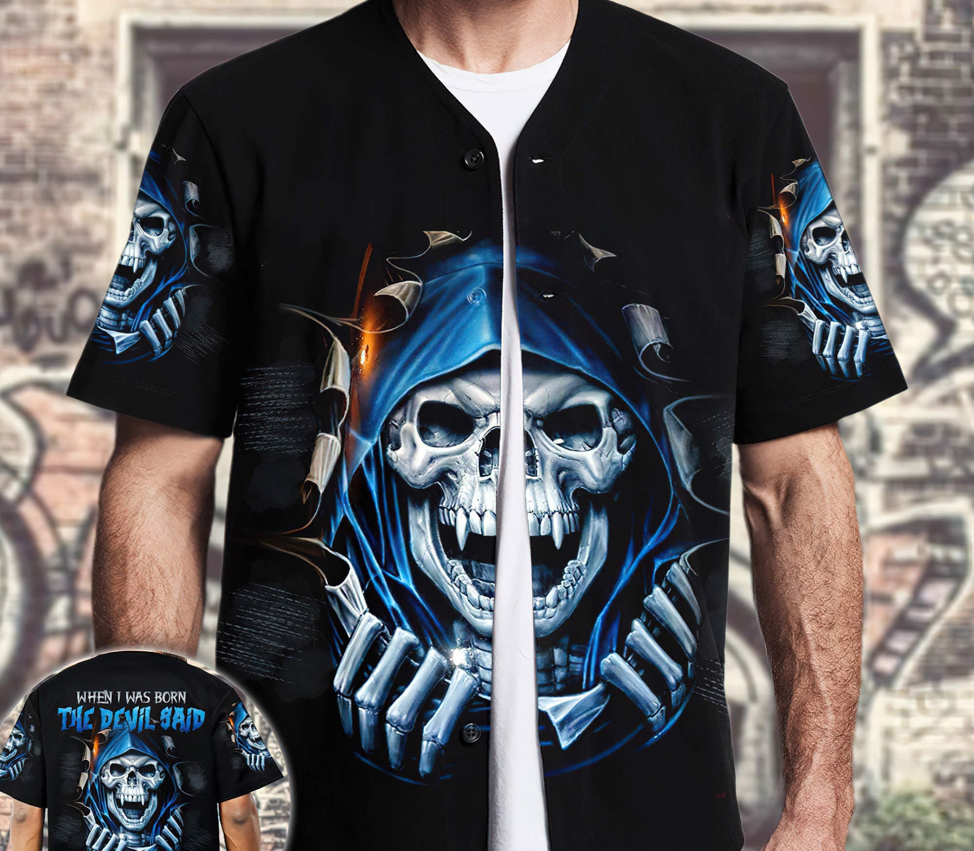 When I Was Born Skull Vampire Baseball Jersey Baseball Jersey