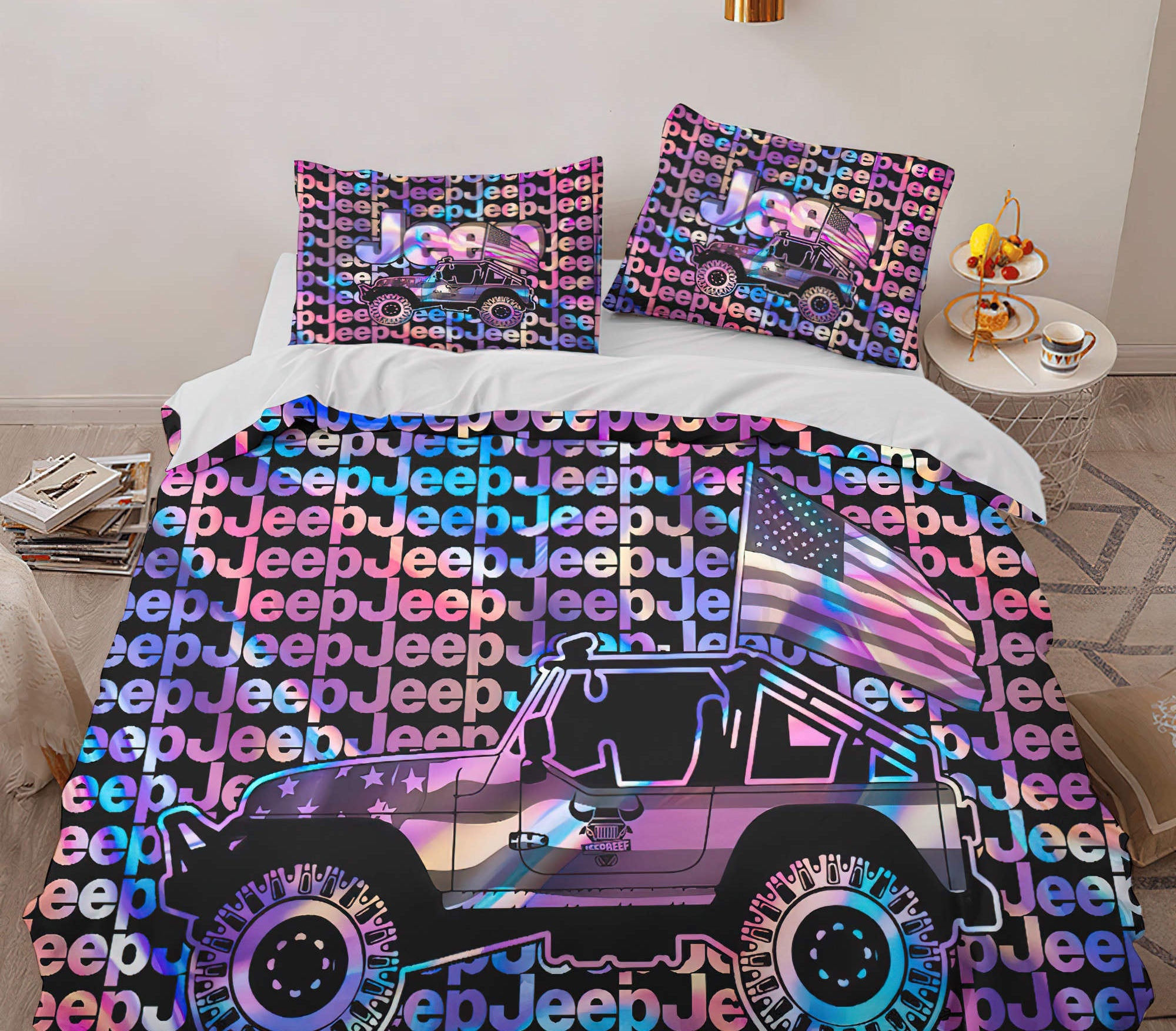 jeep-text-hologram-bedding-set