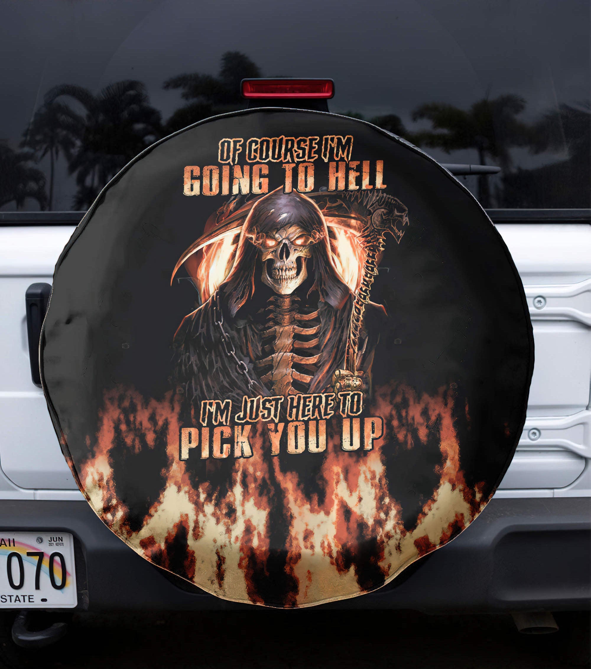 Of Course I'm Going To Hell Reaper Automotive Spare Tire Cover