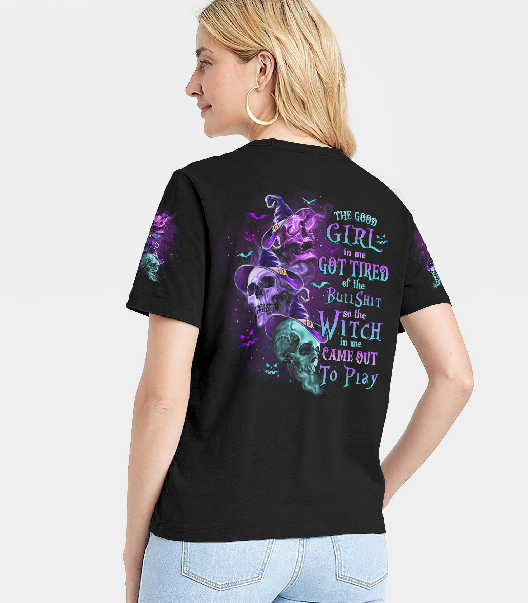 the-good-girl-3-skulls-halloween-all-over-print-women-v-neck-t-shirt