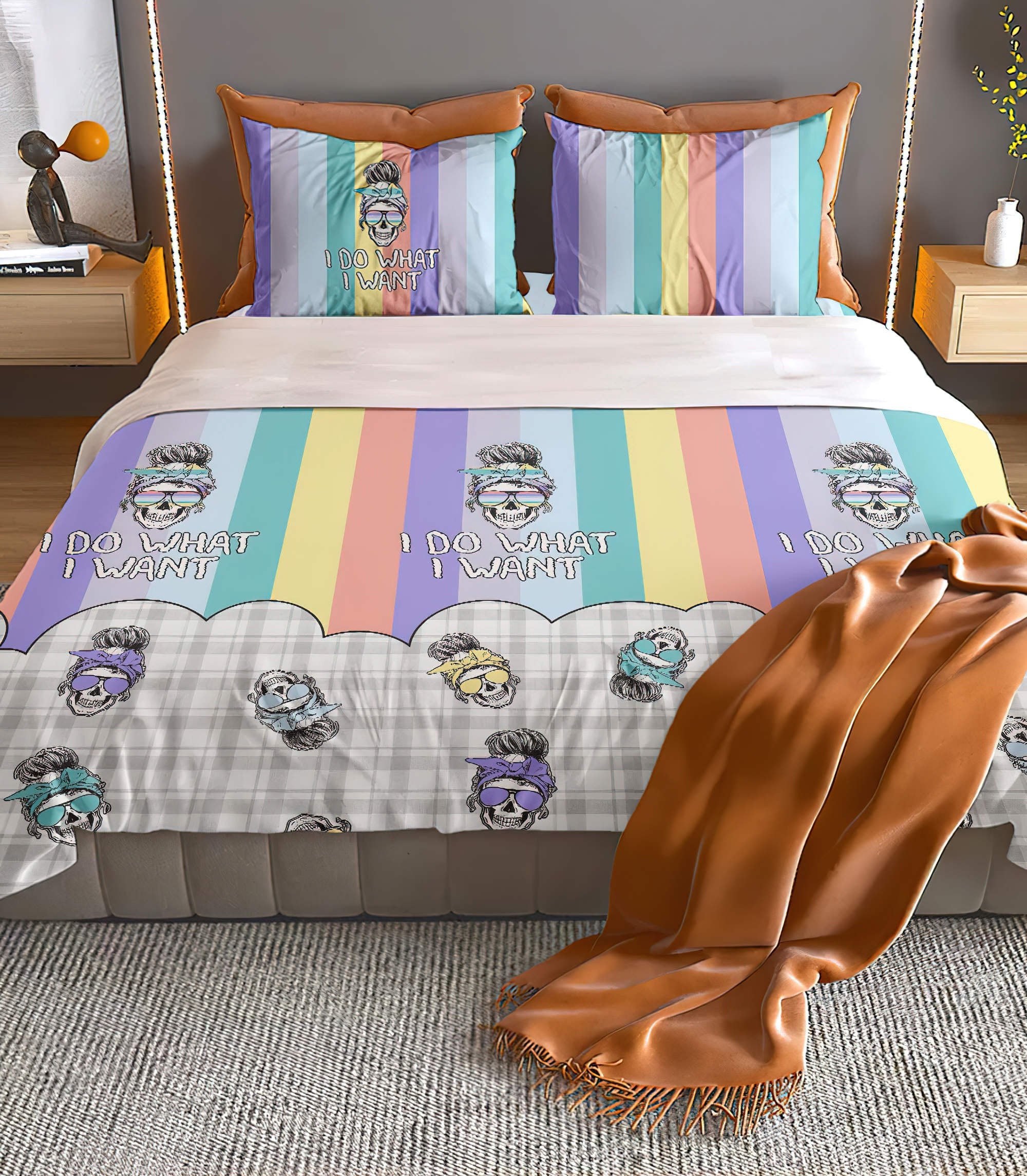 i-do-what-i-want-skull-rainbow-bedding-set-bedding-set