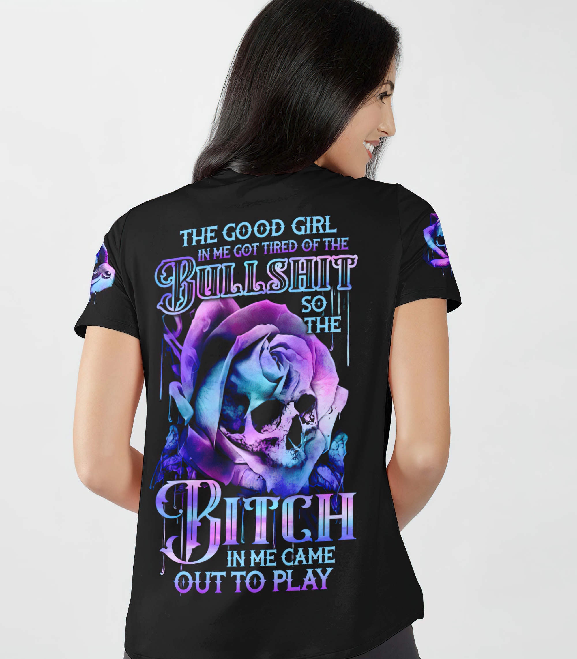 the-good-girl-in-me-melt-rose-skull-all-over-print-women-v-neck-t-shirt