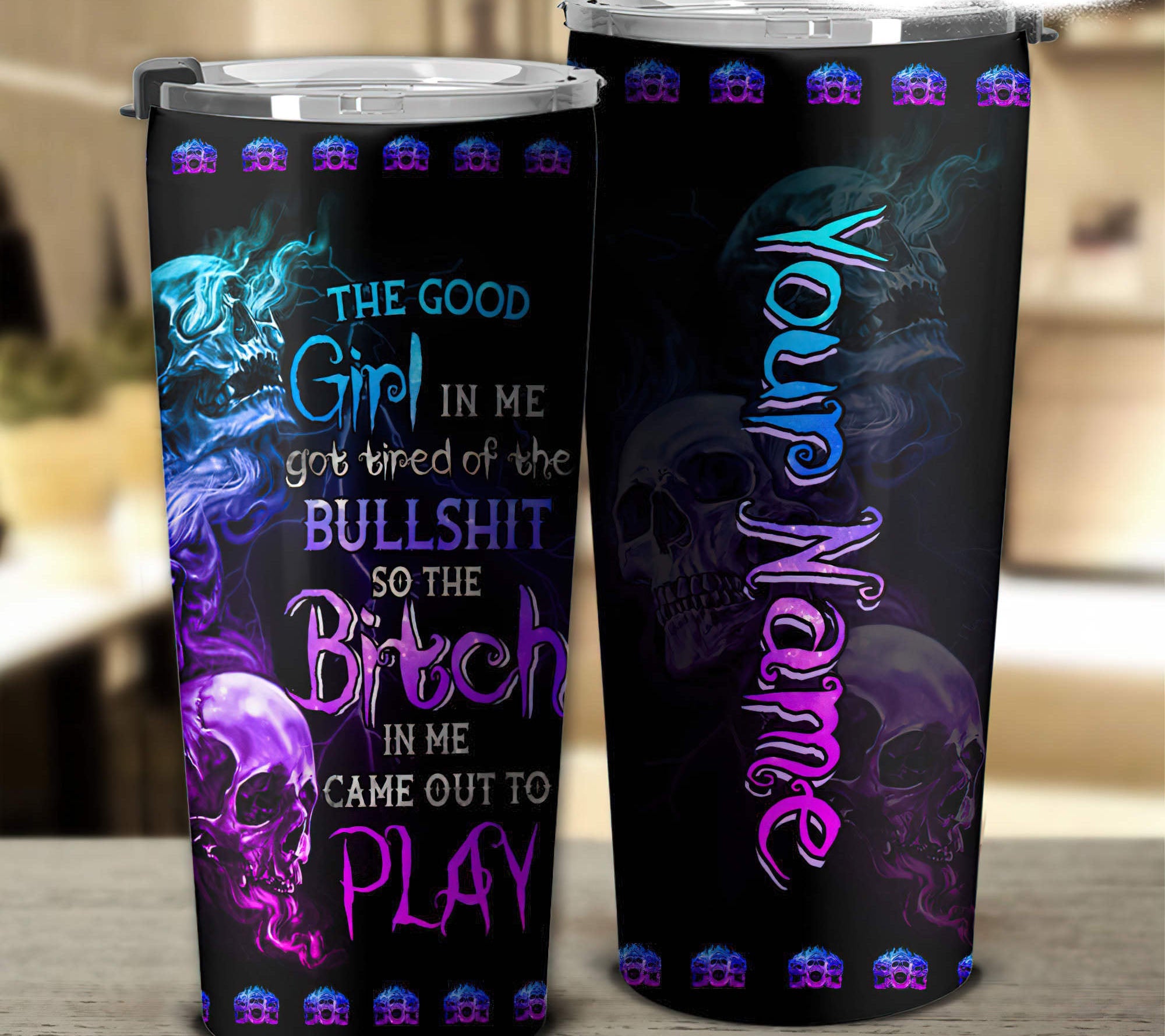 Personalized The Good Girl In Me Got Tired Skull Tumbler 5 Tumbler