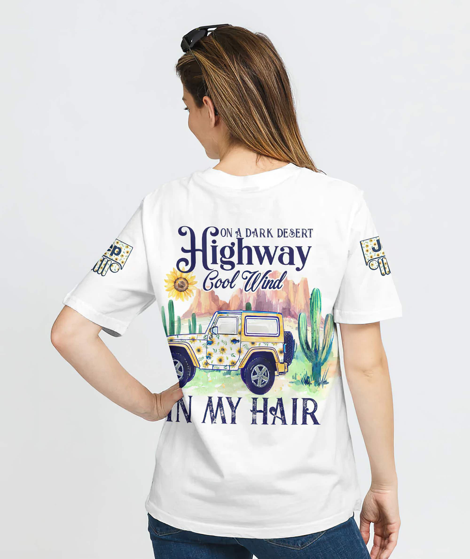 on-a-dark-desert-highway-jeep-sunflower-all-over-print-t-shirt