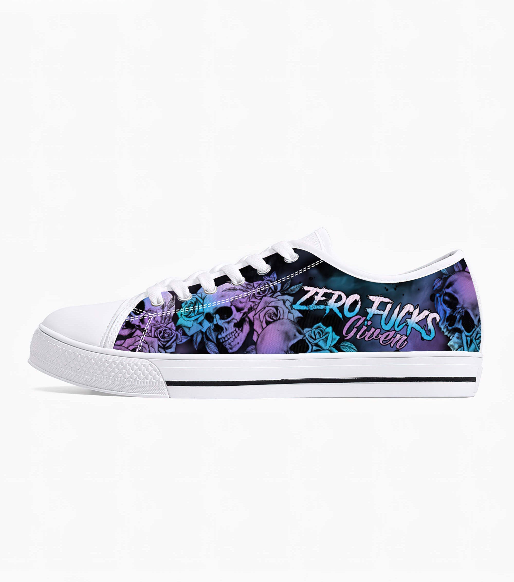 Zero Fcks Given Skull Low Top Canvas Shoes Low Top Shoes