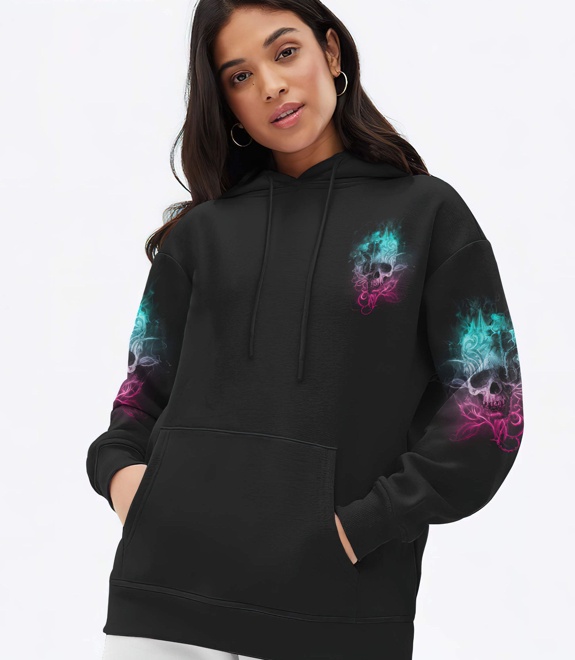 strong-woman-fire-skull-rose-tattoo-all-over-print-hoodie