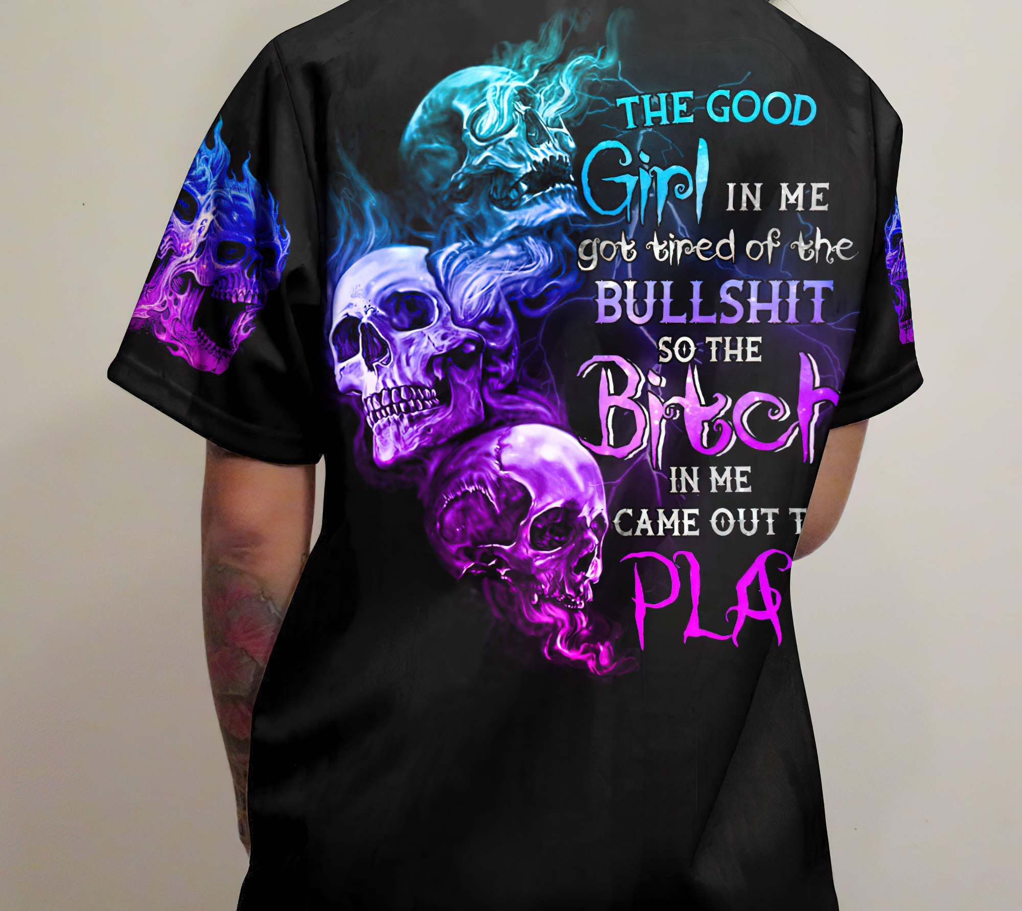 The Good Girl In Me Got Tired Skull Baseball Jersey Baseball Jersey