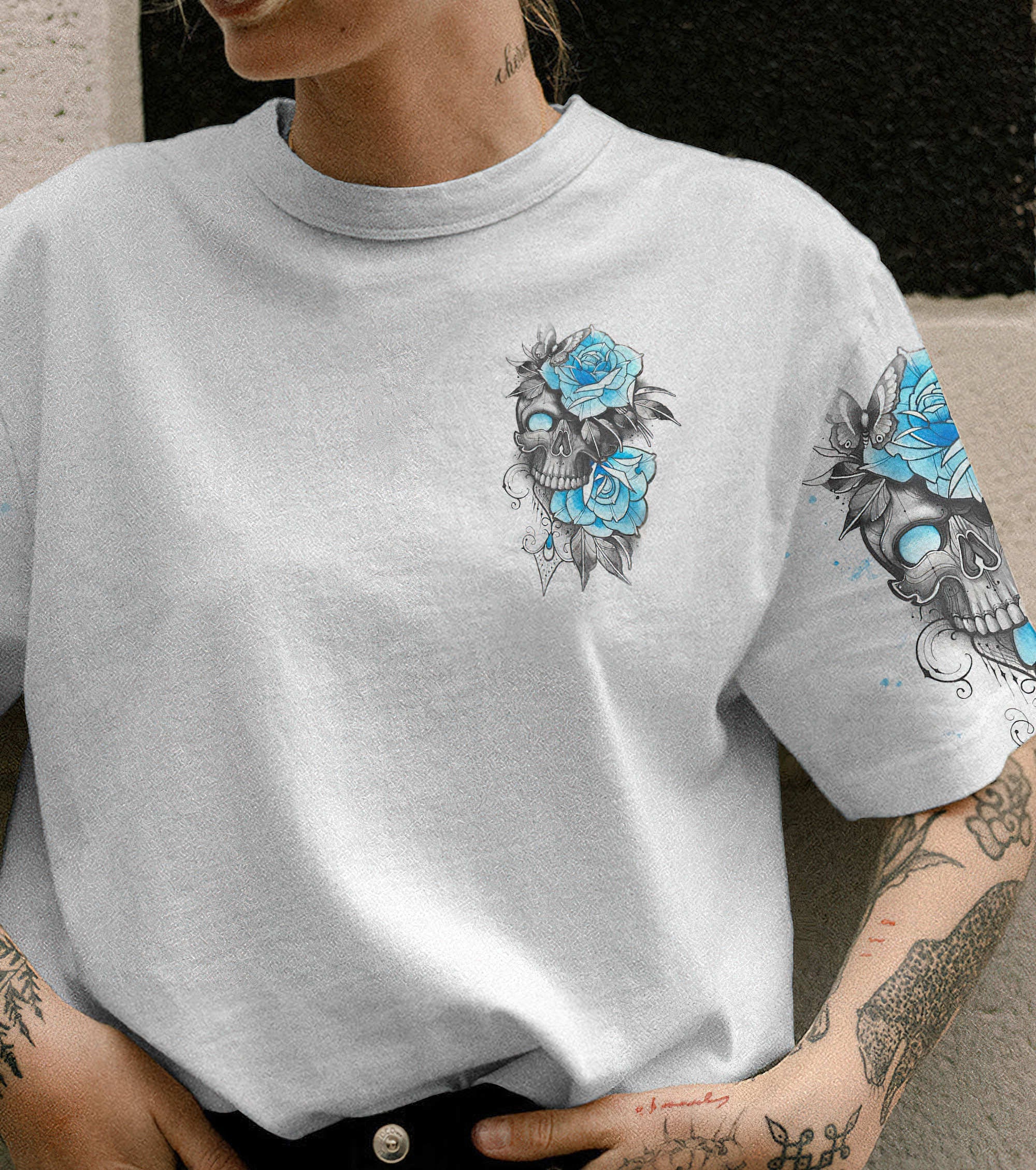 just-a-woman-who-loves-skulls-and-has-tattoos-all-over-print-2-t-shirt