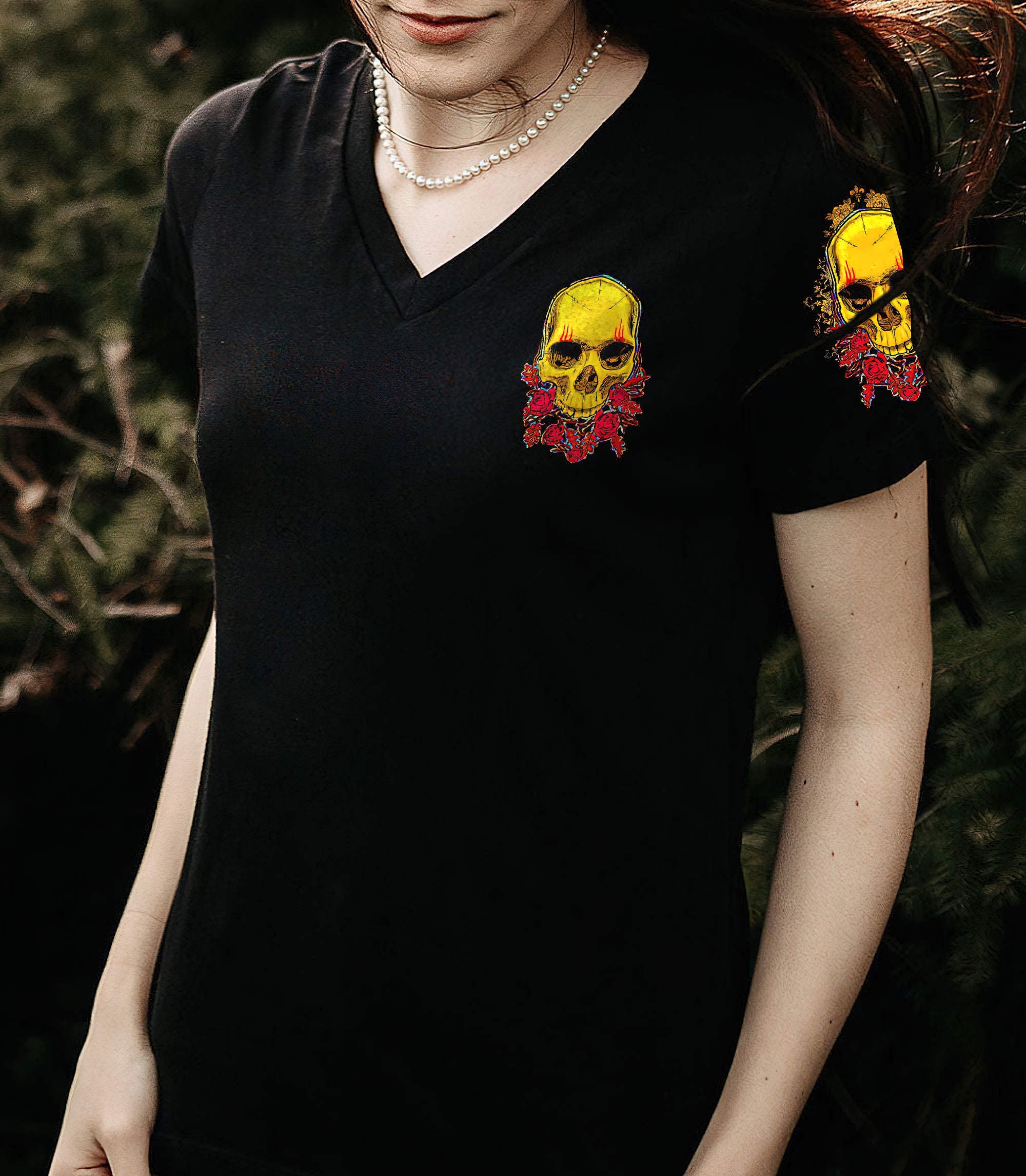 if-you-think-im-short-skull-rose-all-over-print-women-v-neck-t-shirt