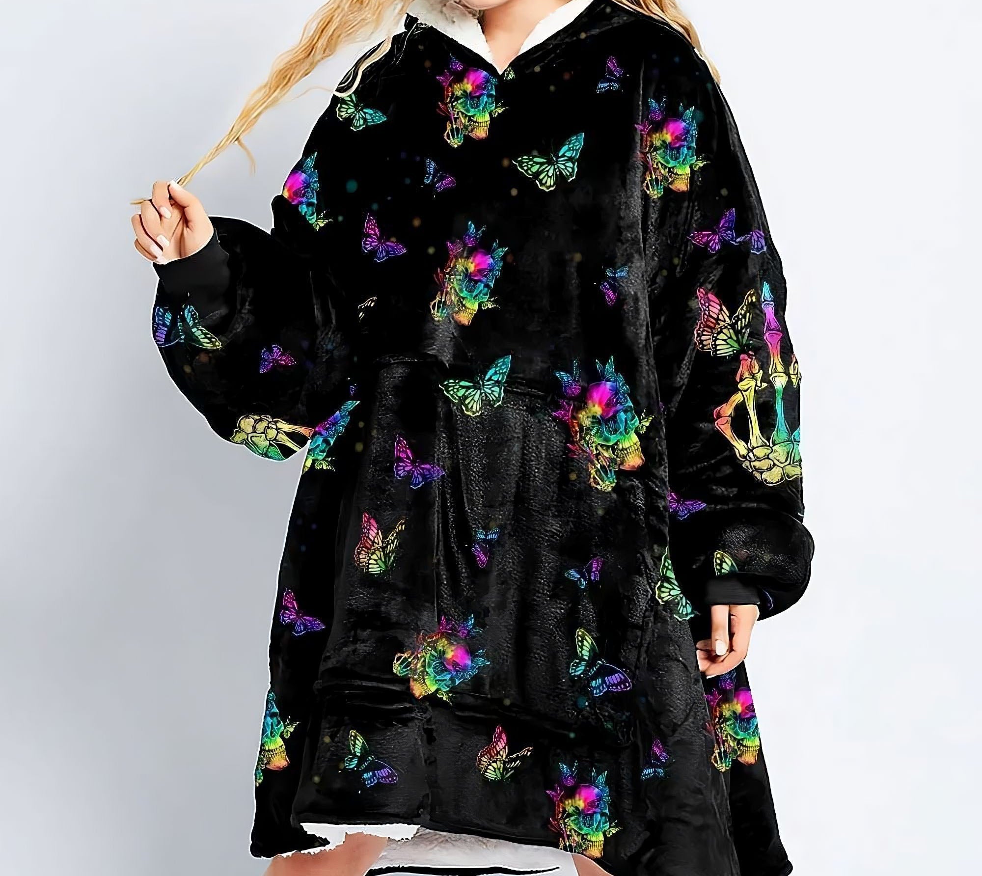 skull-tie-dye-butterfly-sherpa-blanket-hoodie-wearable-blanket-hoodie