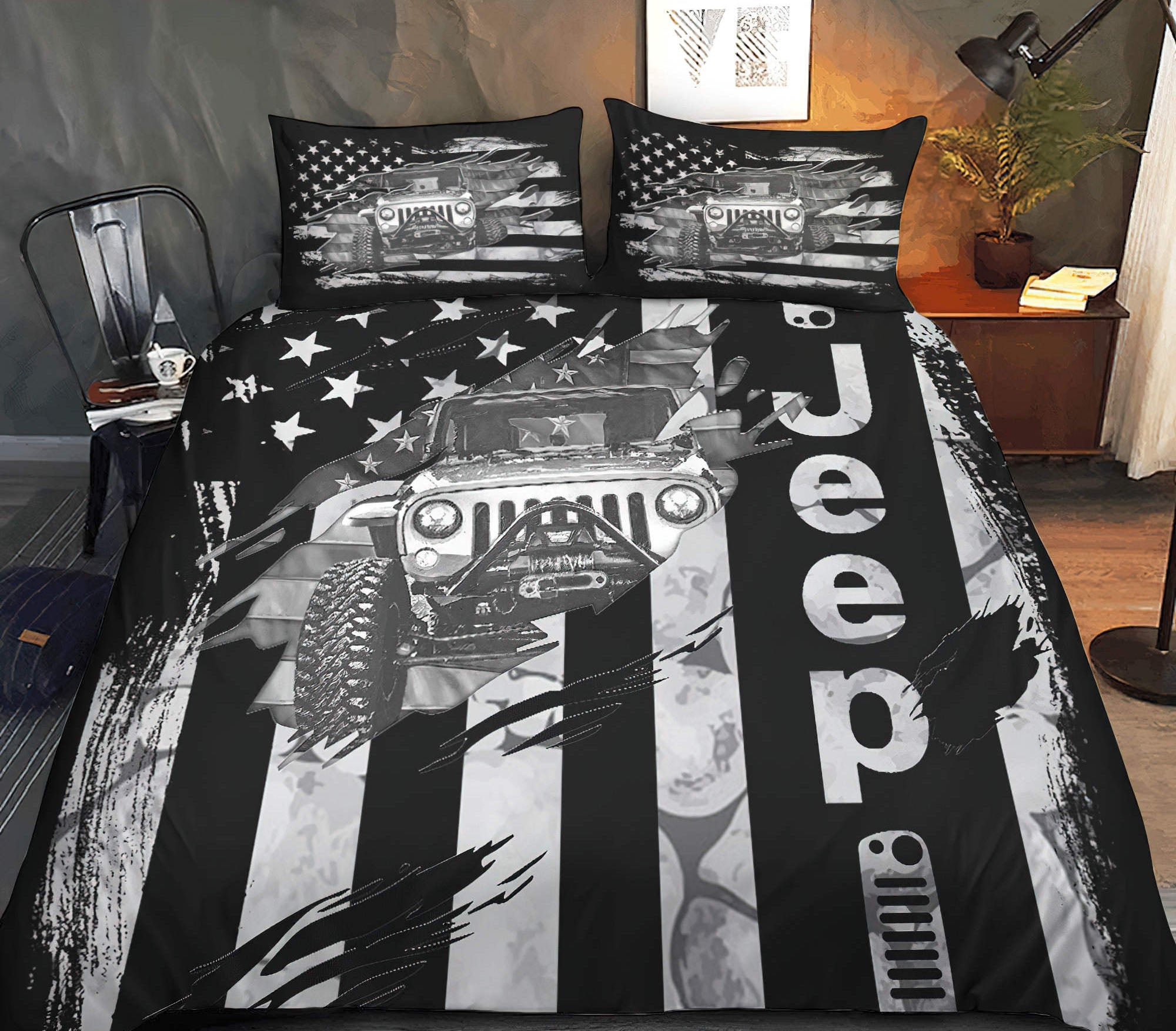 jeep-scratch-flag-bedding-set