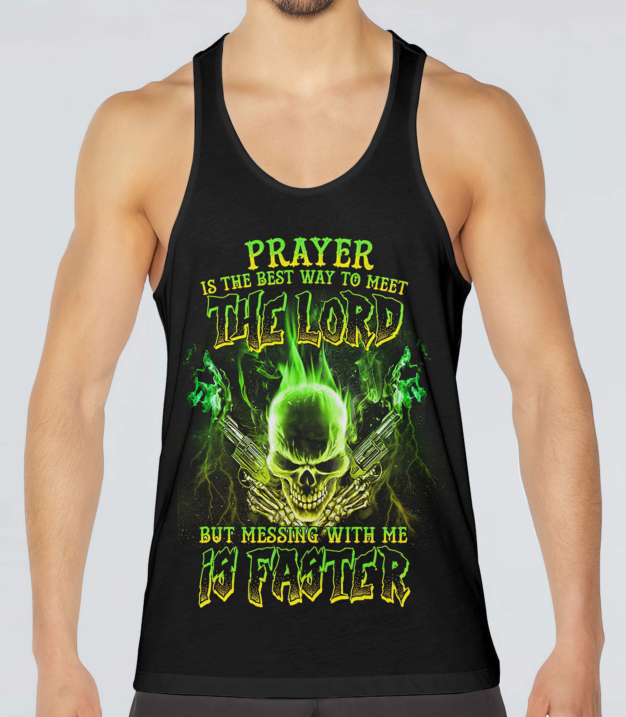 prayer-is-the-best-way-flaming-skull-all-over-print-tank-top