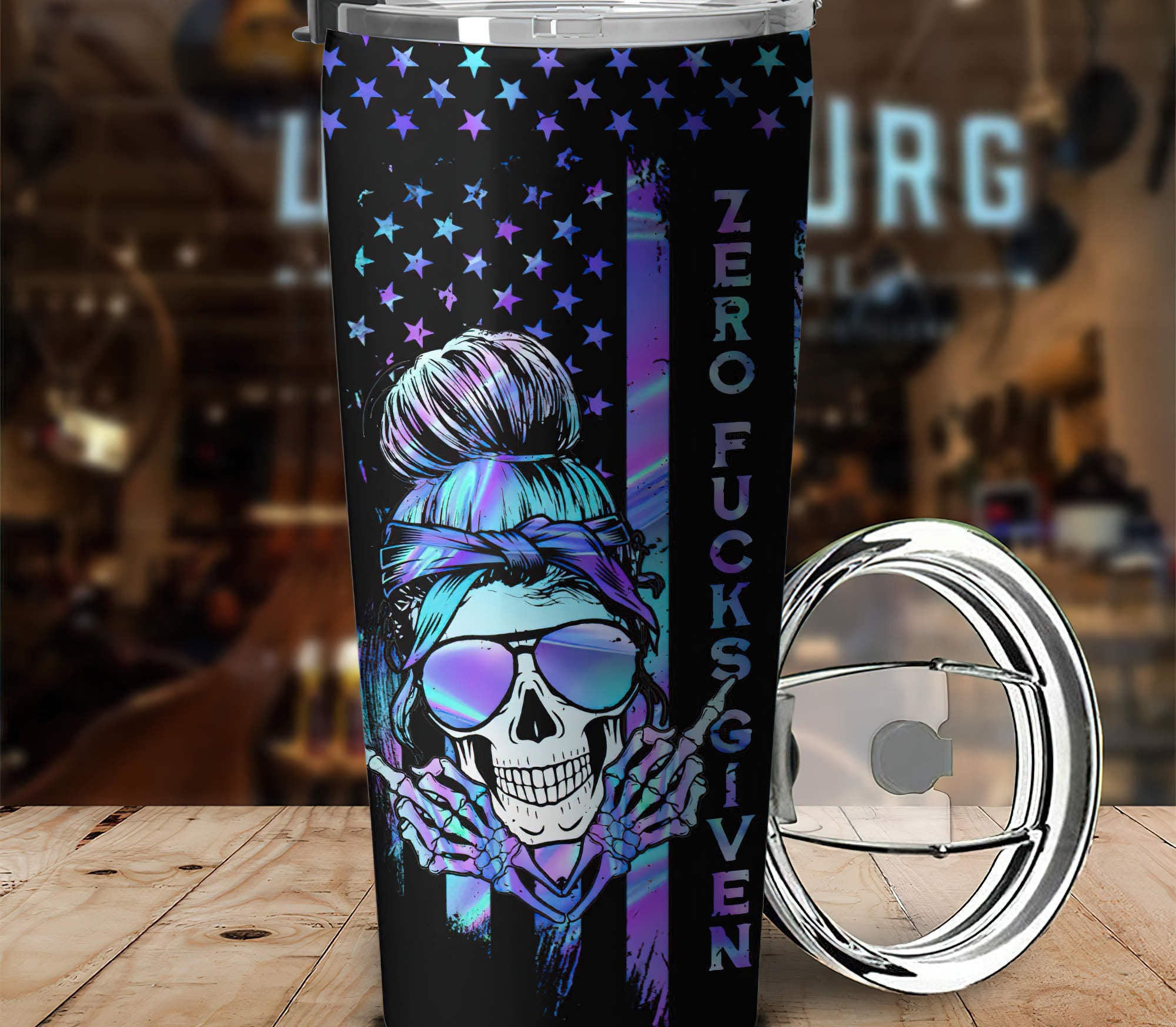 Personalized Zero Fcks Given Skull Tumbler Tumbler