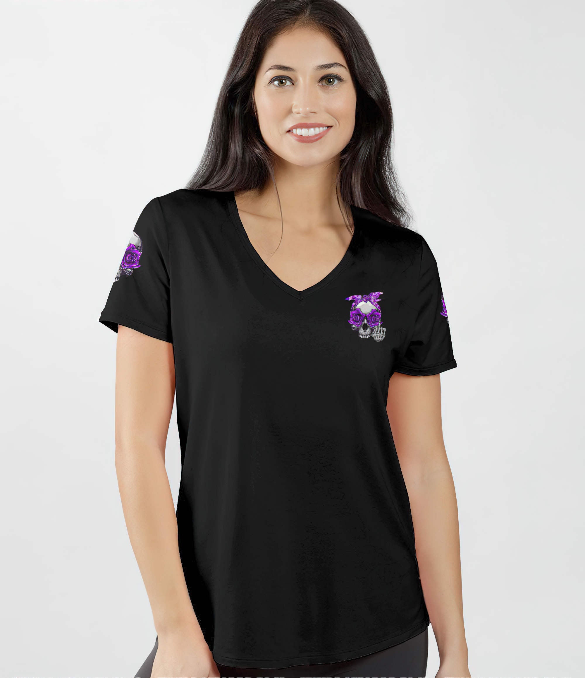 the-good-girl-in-me-purple-rose-skull-thunder-all-over-print-women-v-neck-t-shirt