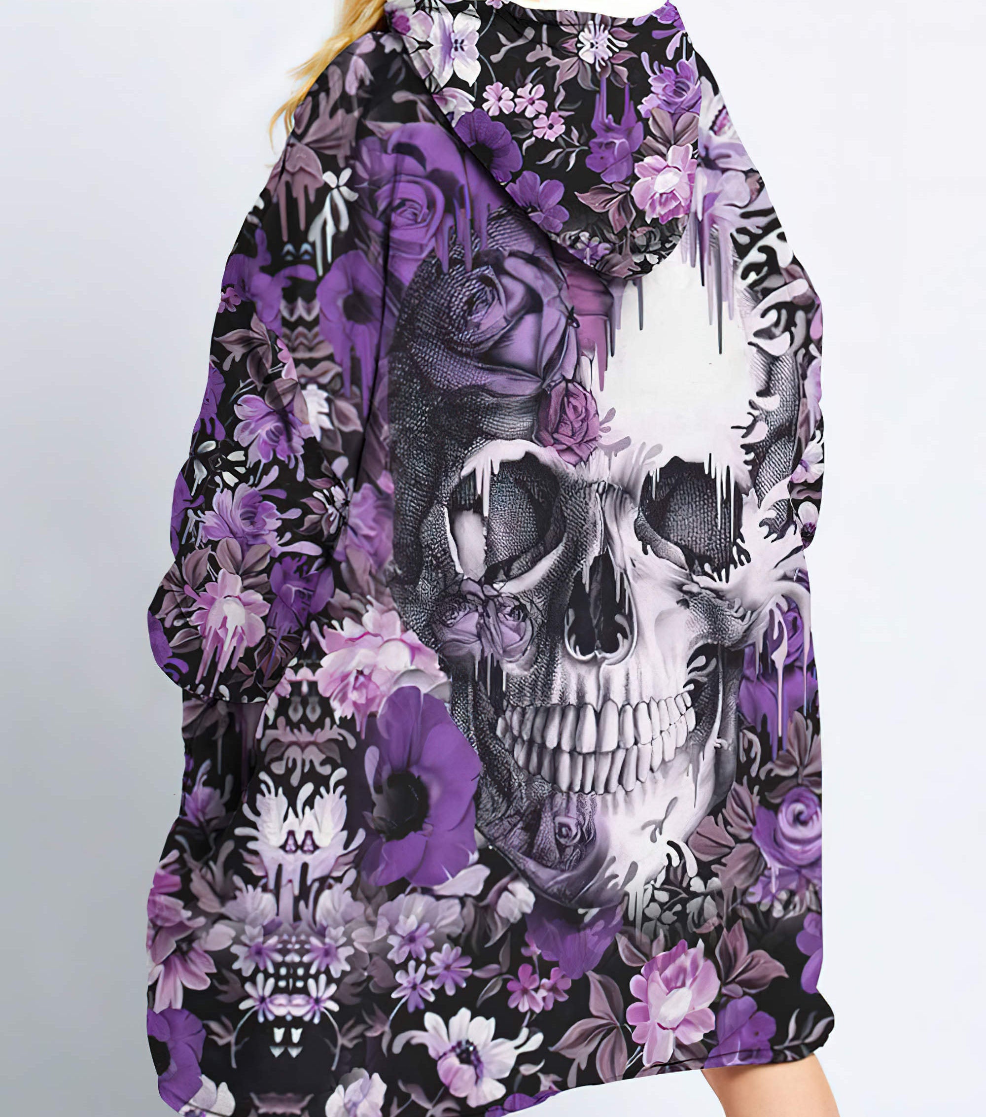 skull-flower-sherpa-blanket-hoodie-wearable-blanket-hoodie