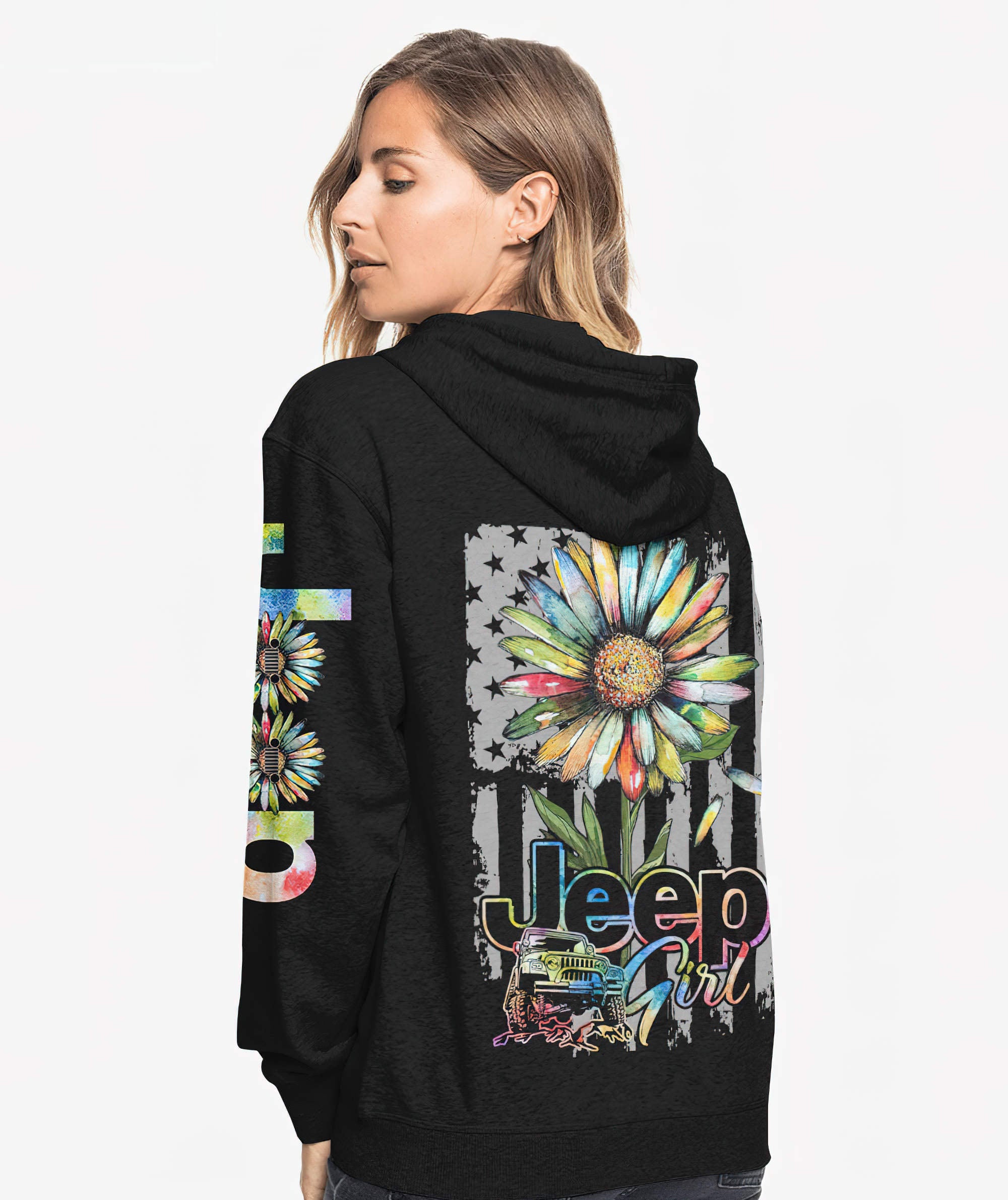 jeep-girl-daisy-painting-flag-hoodie