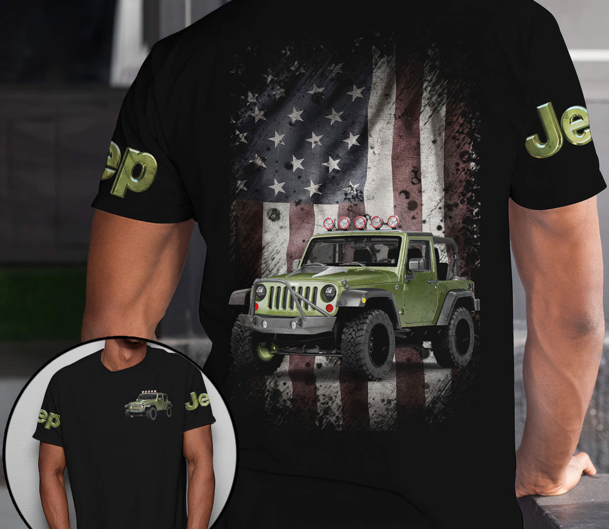 personalized-american-flag-jeep-t-shirt