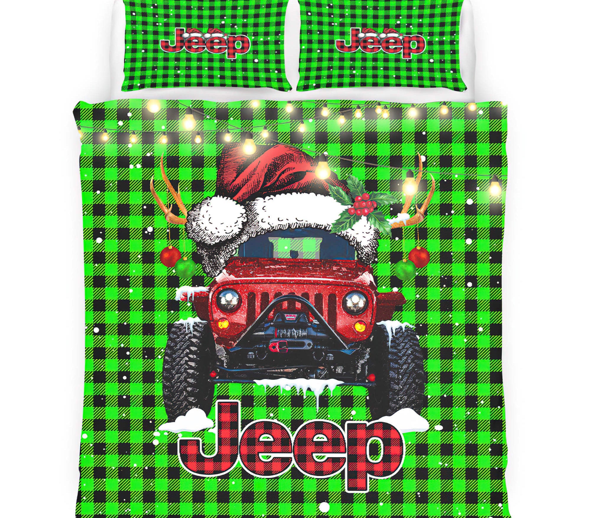 personalized-colors-jeep-plaid-bedding-set