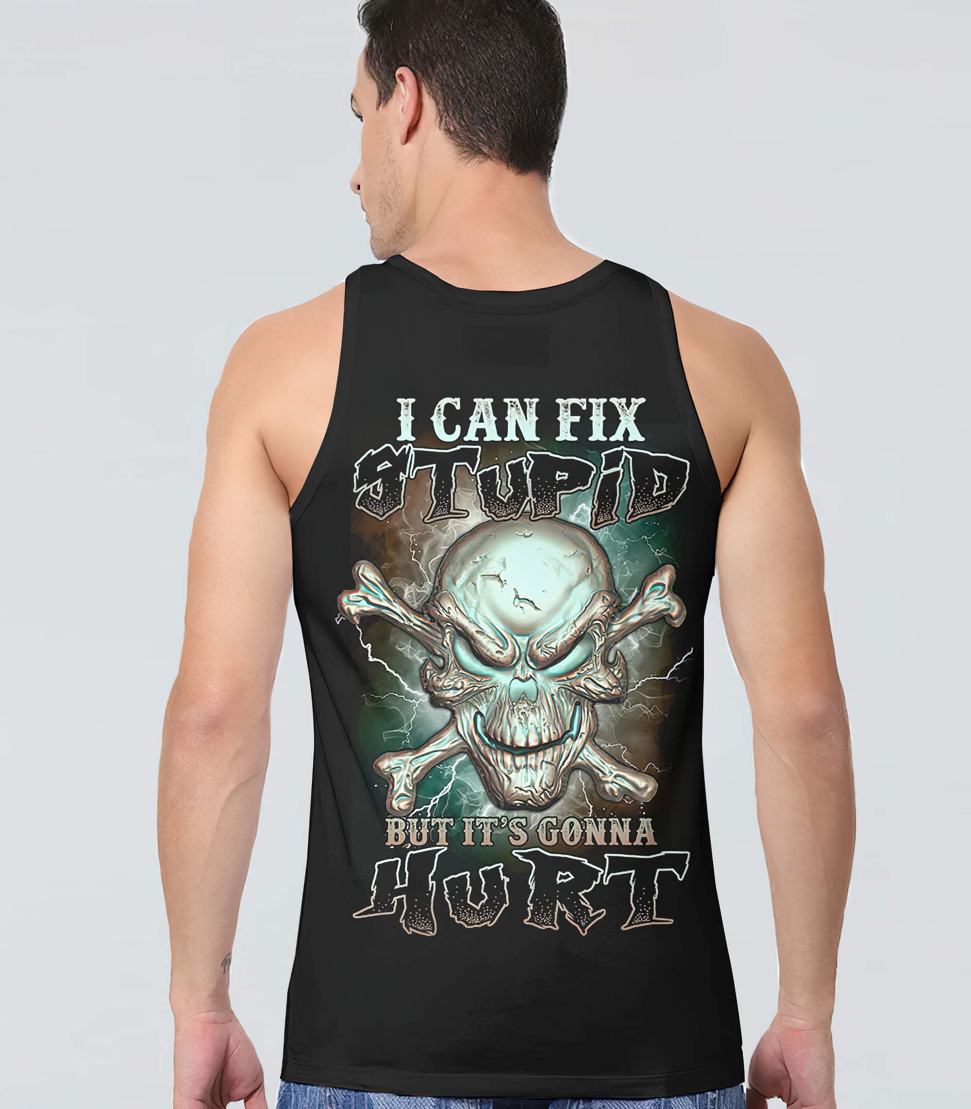 I Can Fix Stupid Metal Skull Bones All Over Print Tank Top