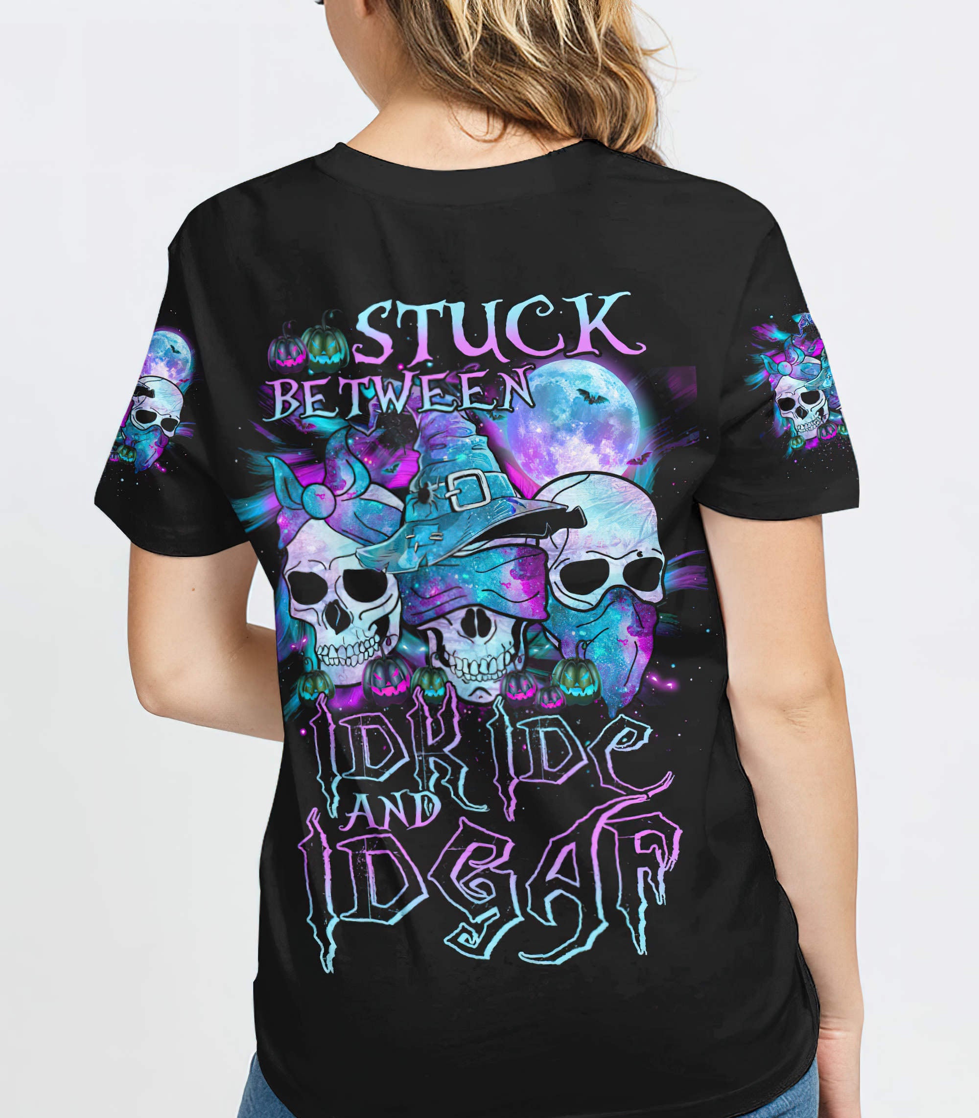 stuck-between-three-skulls-halloween-all-over-print-t-shirt