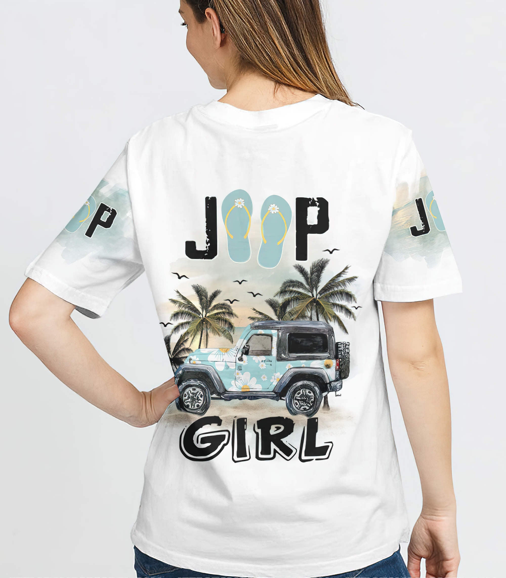 jeep-girl-flower-flip-flops-t-shirt