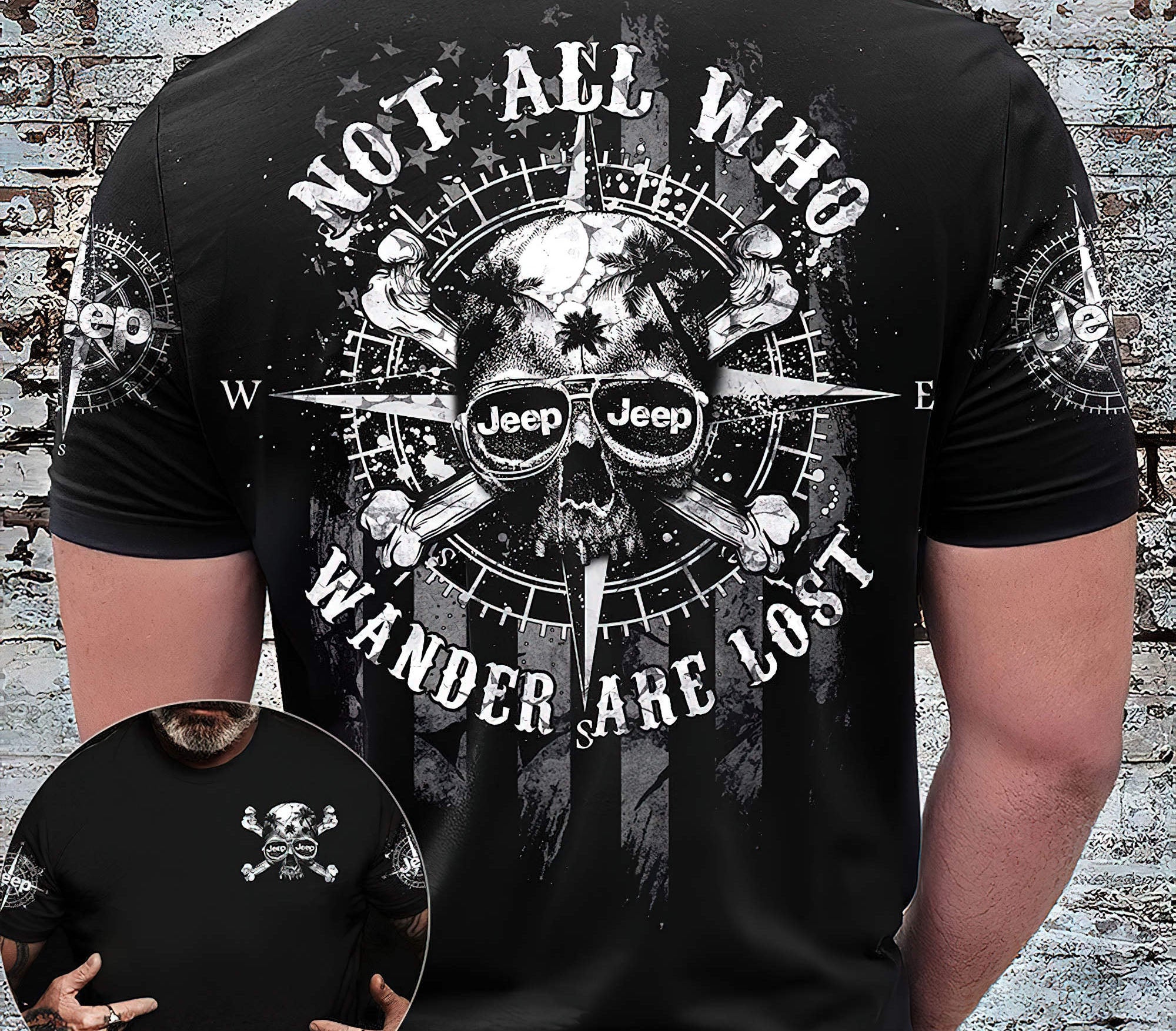 not-all-who-wander-skull-jeep-compass-t-shirt