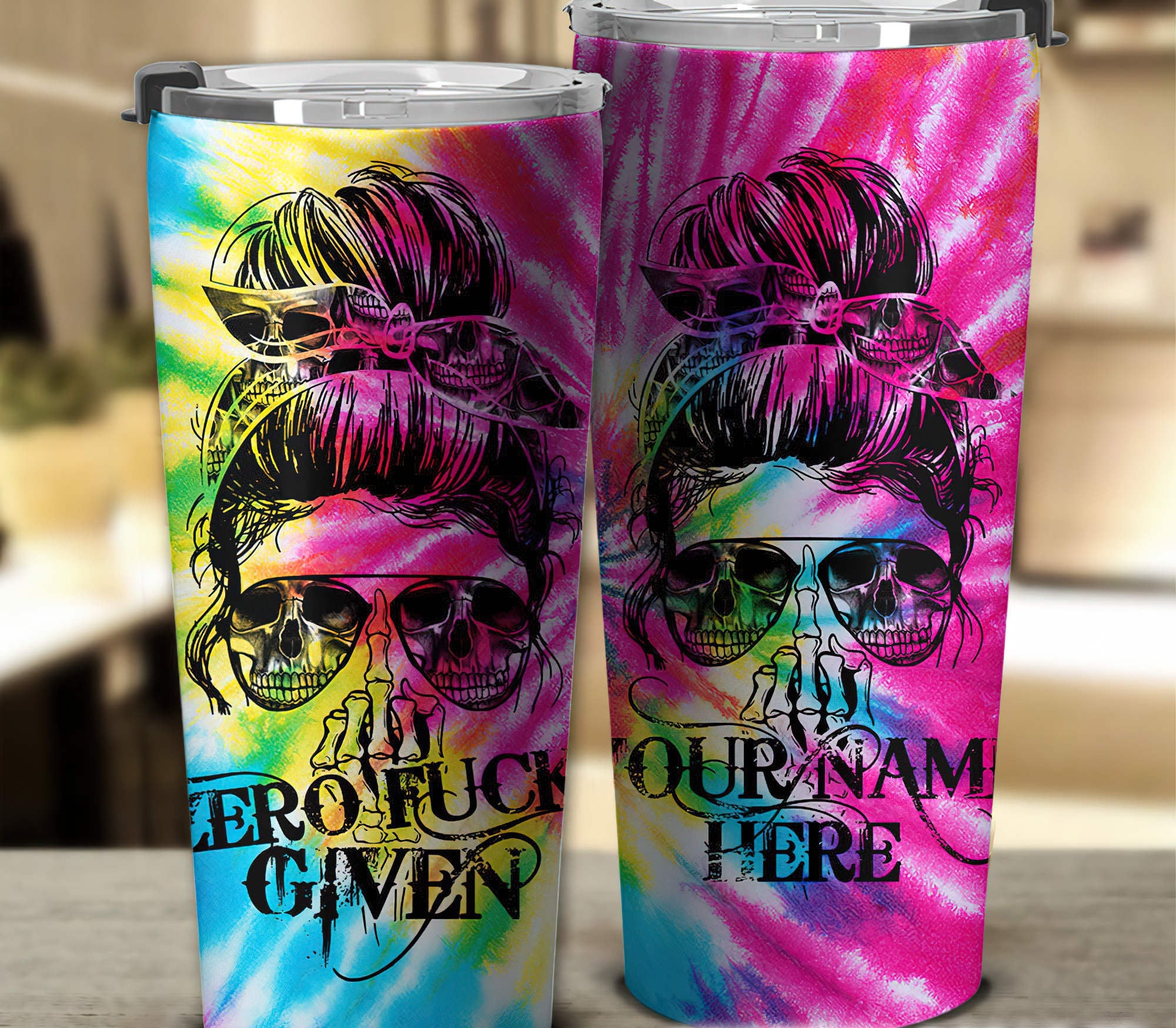 Personalized Zero F Given Skull Tie Dye Tumbler Tumbler