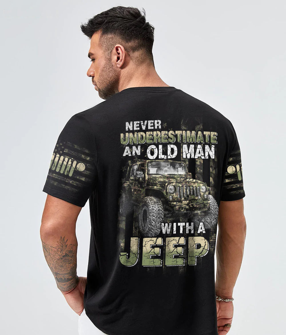 never-underestimate-an-old-man-jeep-t-shirt