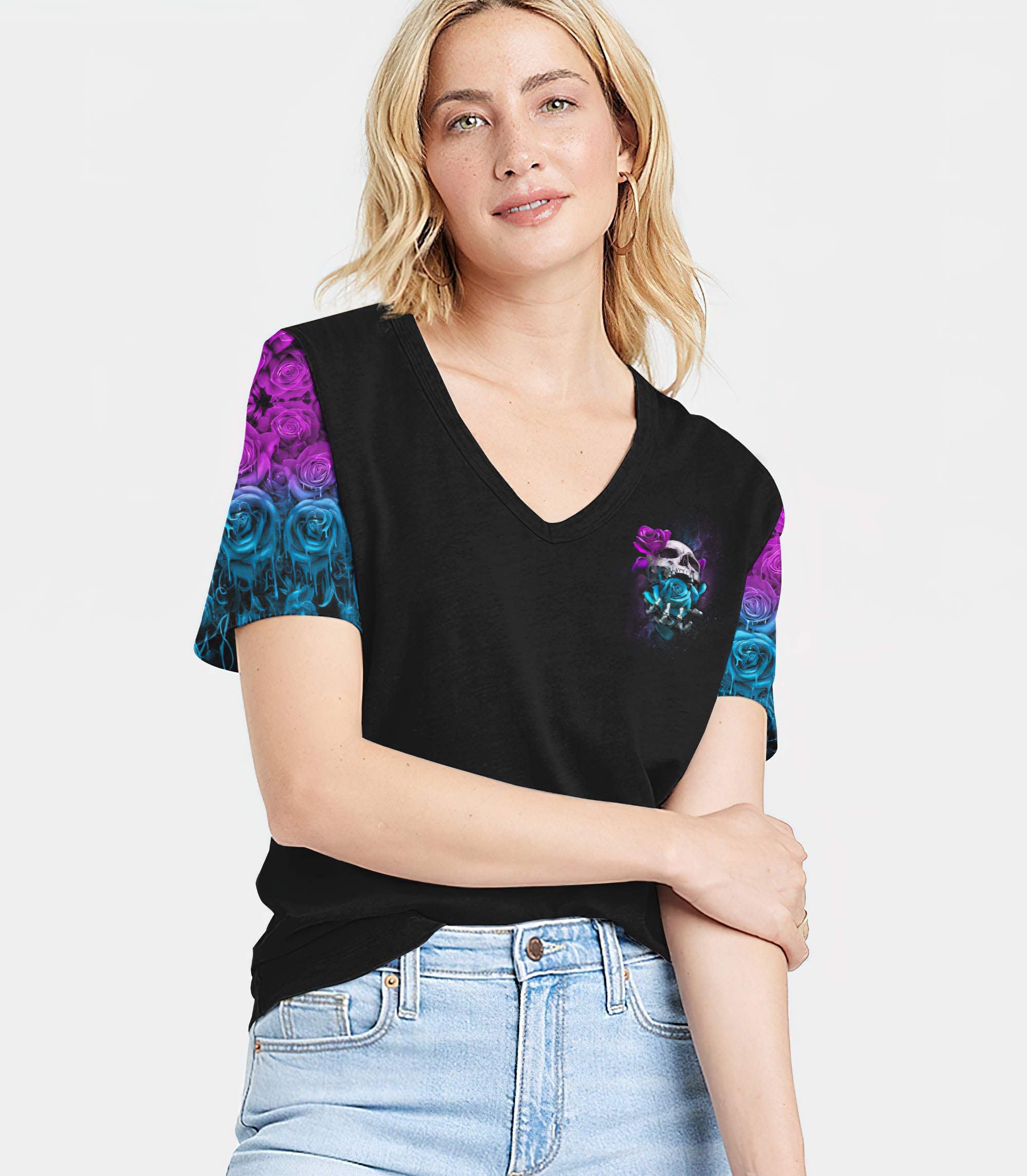 the-good-girl-in-me-rose-skull-all-over-print-1-women-v-neck-t-shirt