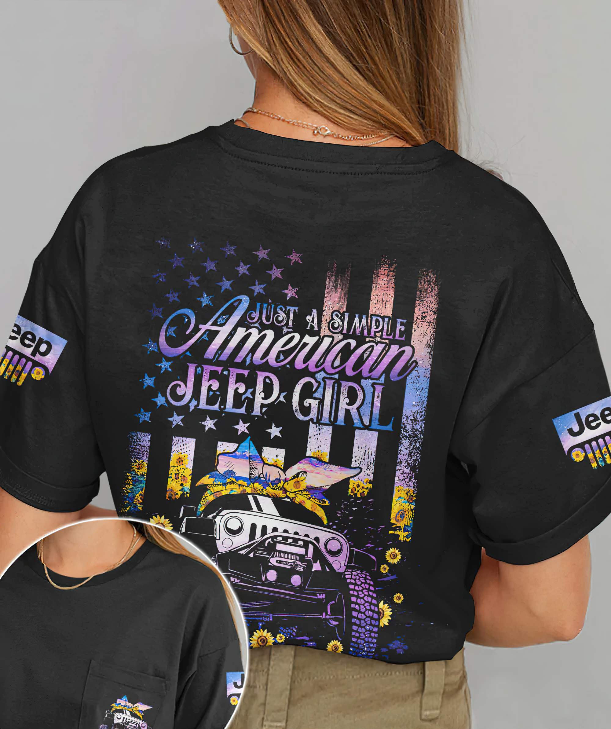 simple-american-jeep-girl-purple-sunflower-all-over-print-t-shirt