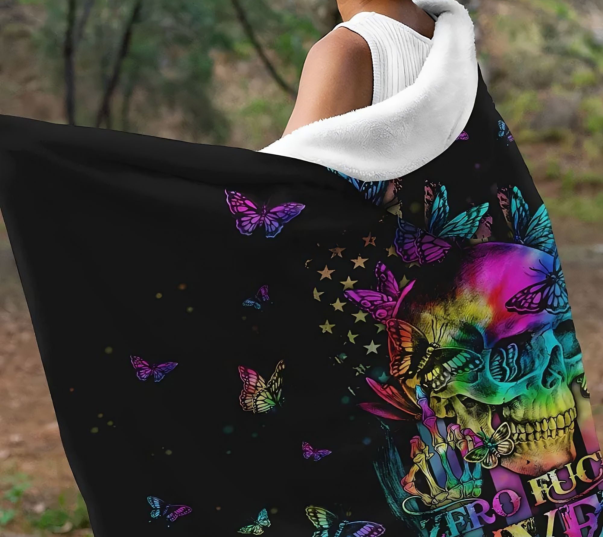 skull-tie-dye-butterfly-sherpa-blanket-hoodie-wearable-blanket-hoodie