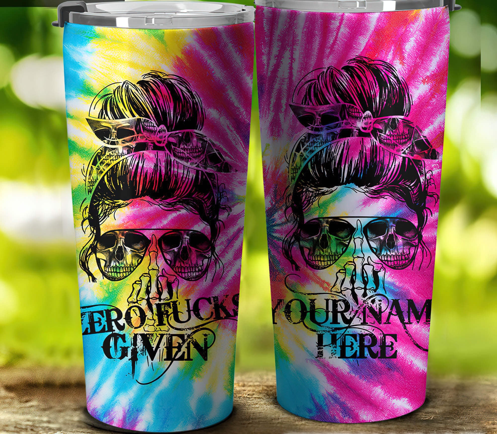 Personalized Zero F Given Skull Tie Dye Tumbler Tumbler