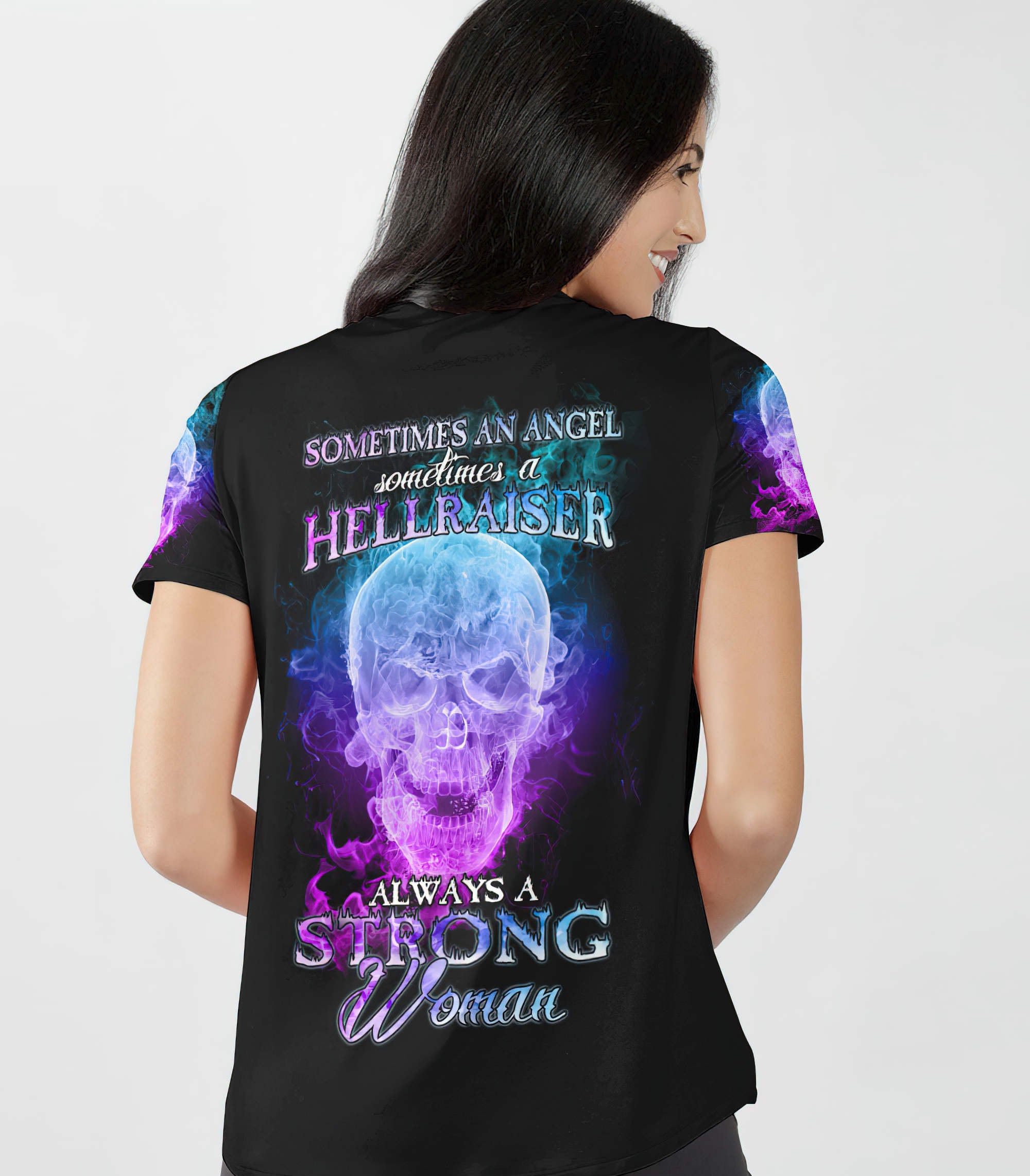 always-a-strong-women-fire-skull-all-over-print-women-v-neck-t-shirt