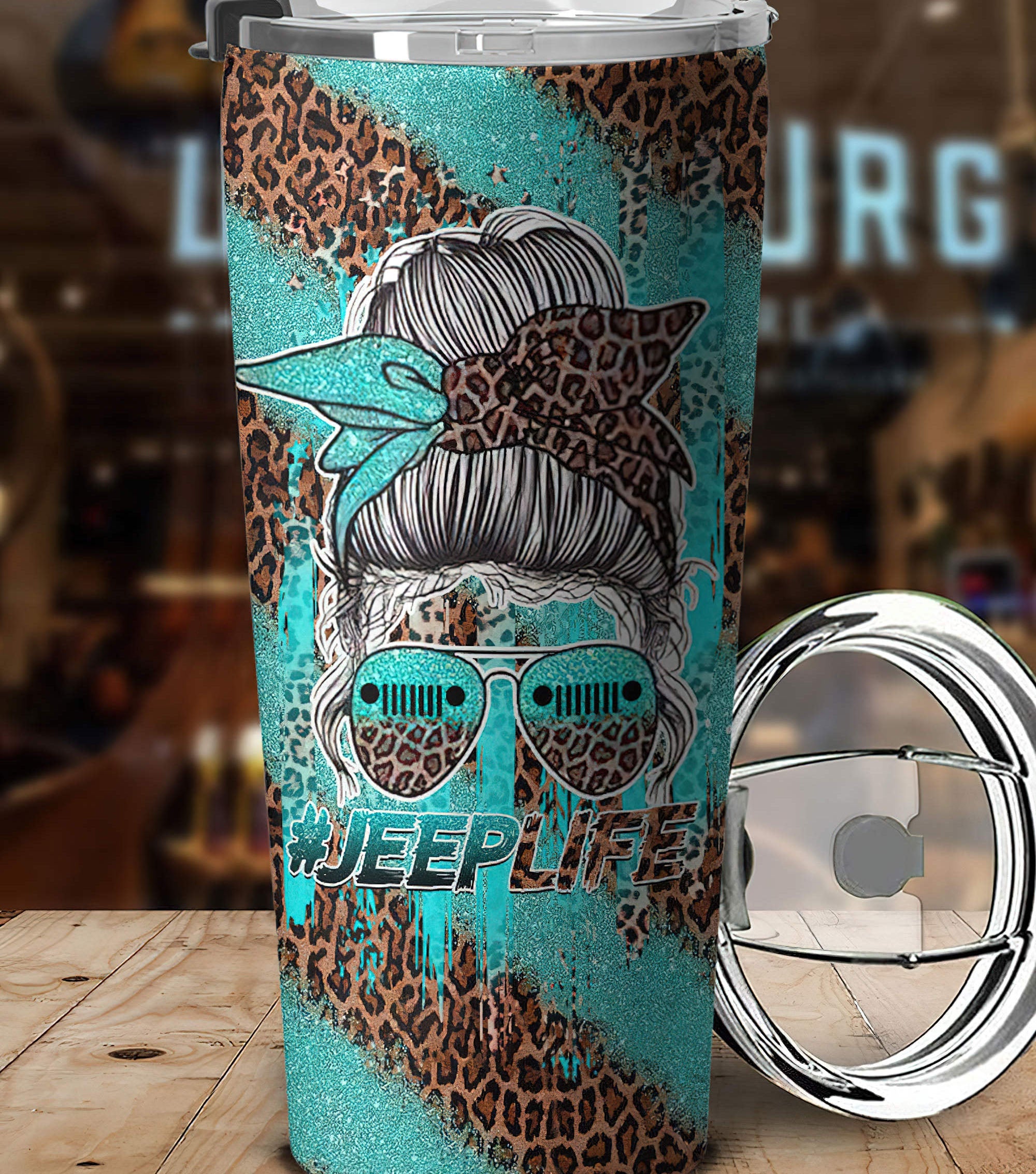 personalized-jeep-life-messy-bun-leopard-tumbler