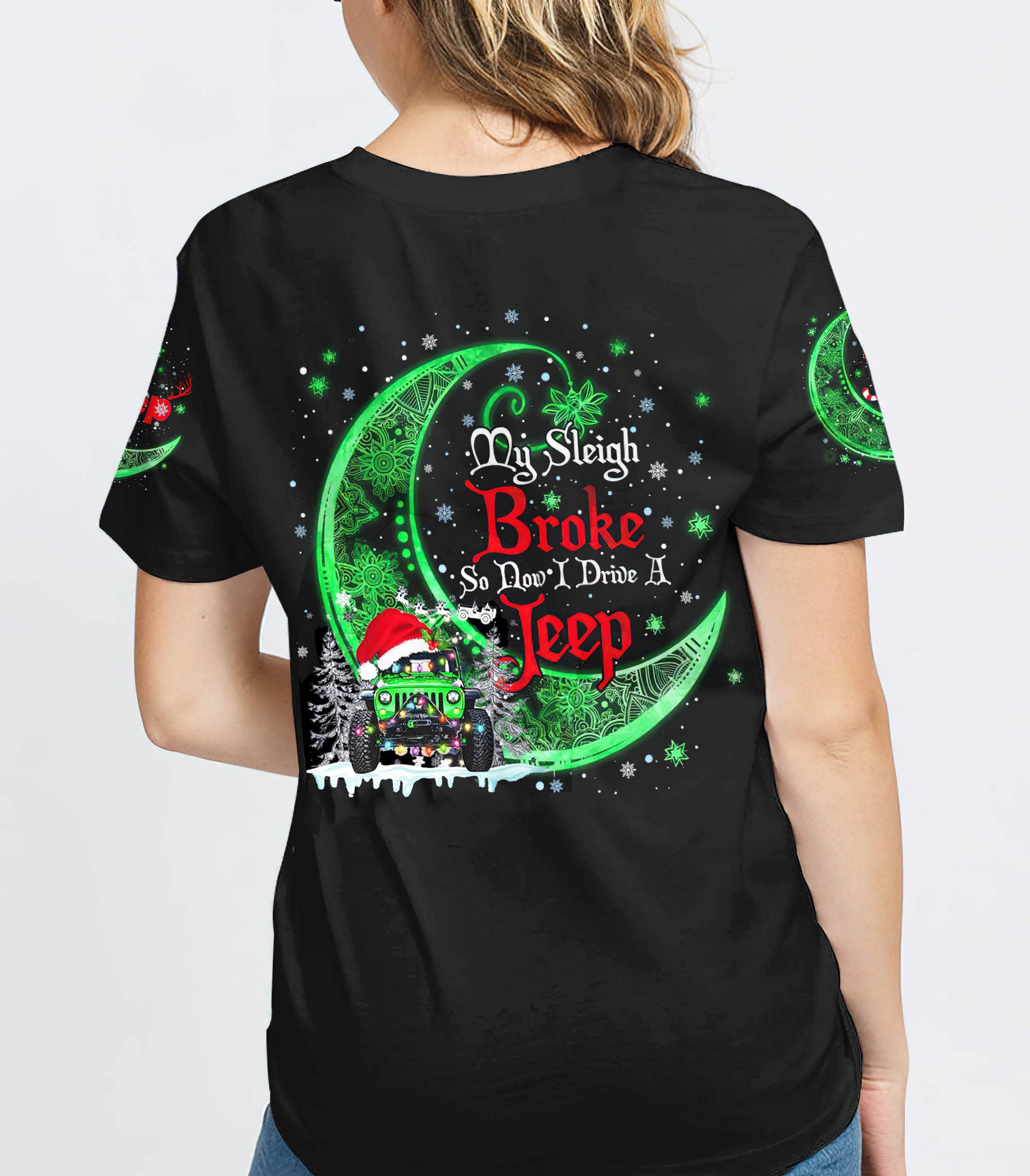 My Sleigh Broke Mandala Moon Jeep T shirt Christmas Ver.02 RLT7