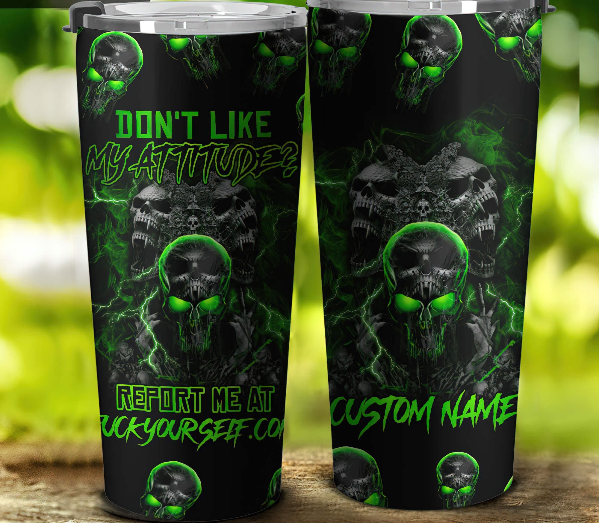 Personalized Don't Like My Attitude Skull Tumbler Tumbler