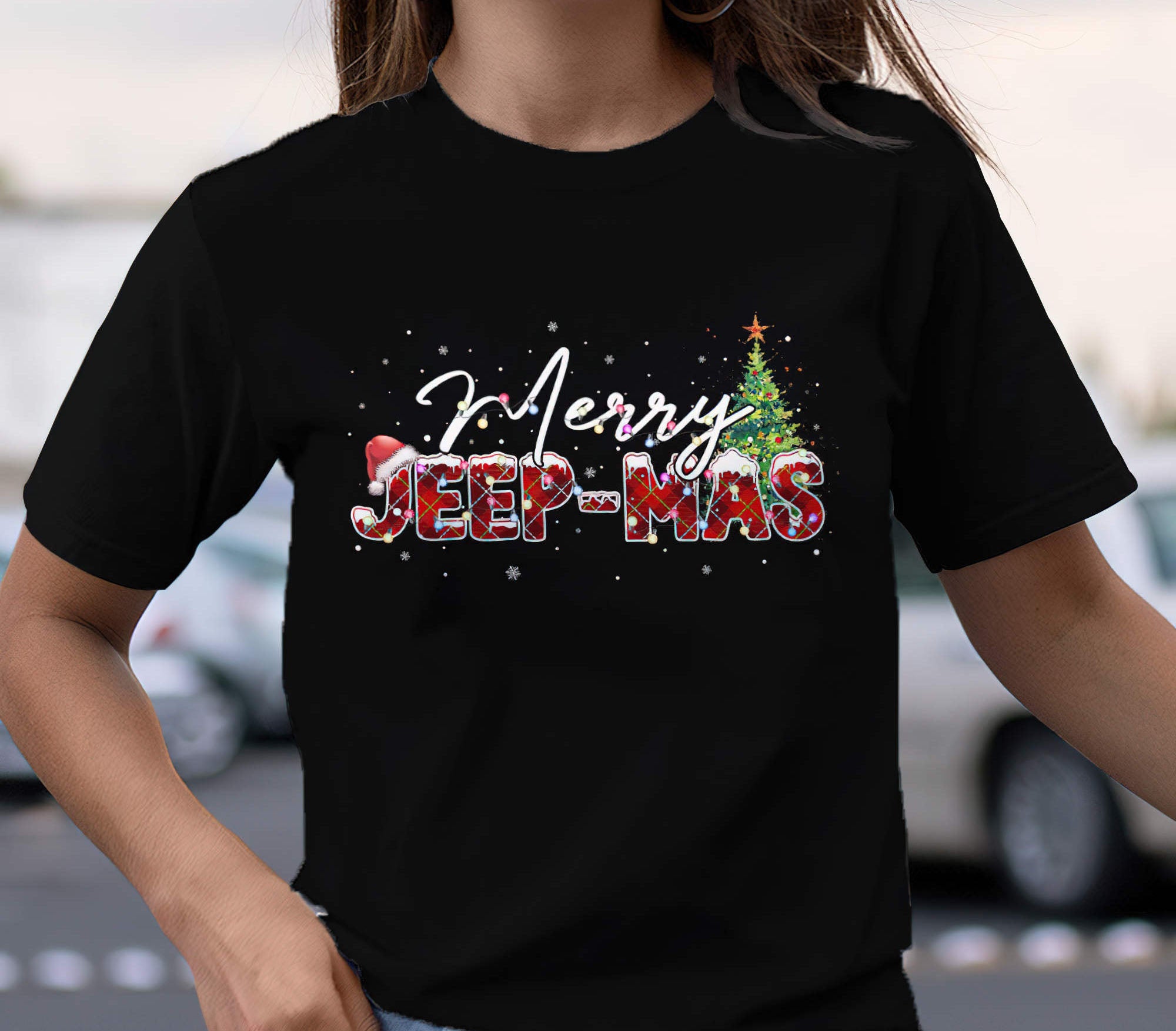 merry-jeep-mas-text-lights-1-sided-t-shirt