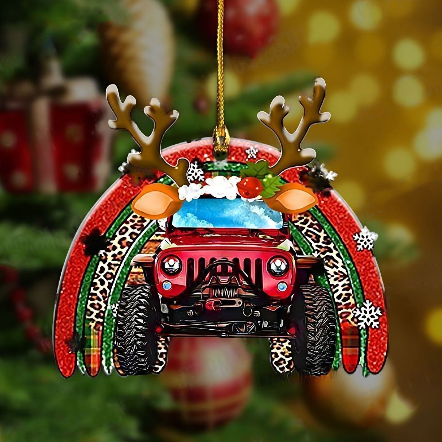 xmas-rainbow-customized-layered-wood-ornament-jeep-christmas-ornaments