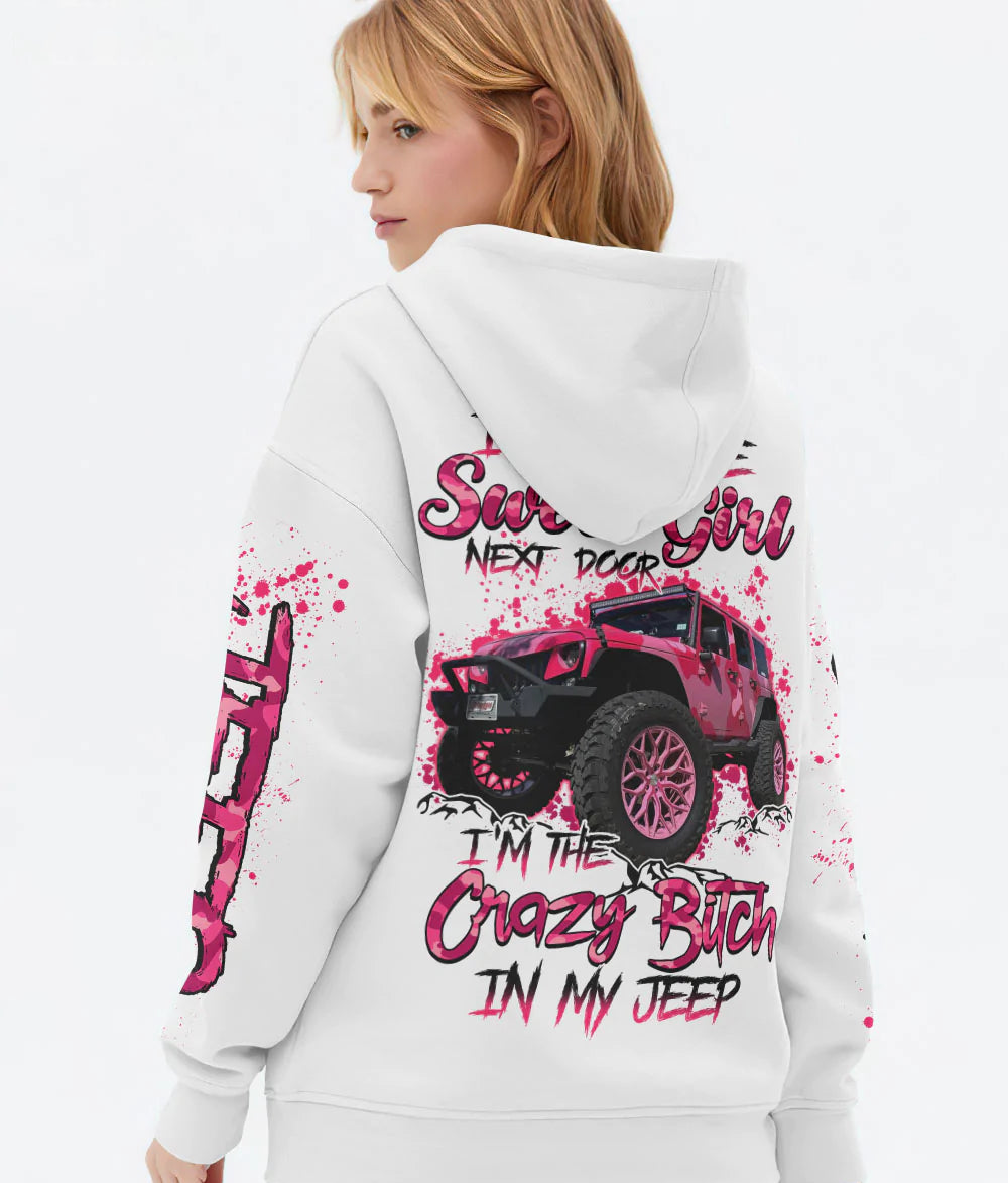 im-the-crazy-b-in-my-jeep-pink-white-hoodie