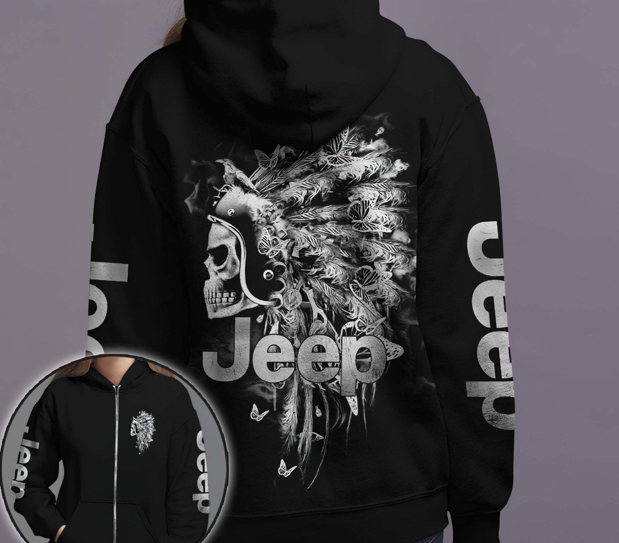 jeep-skull-native-american-hoodie