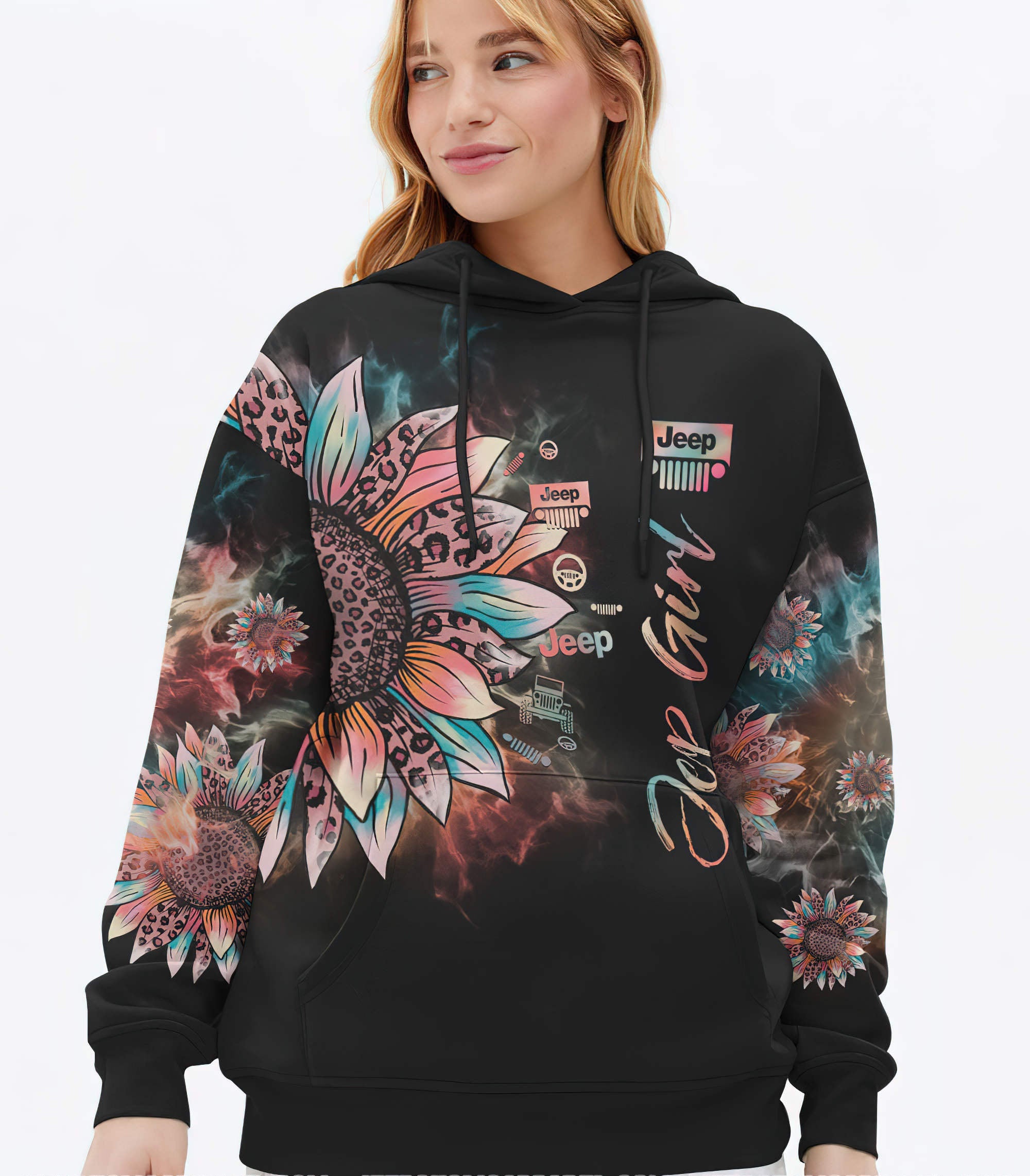 leopard-sunflower-jeep-girl-hoodie