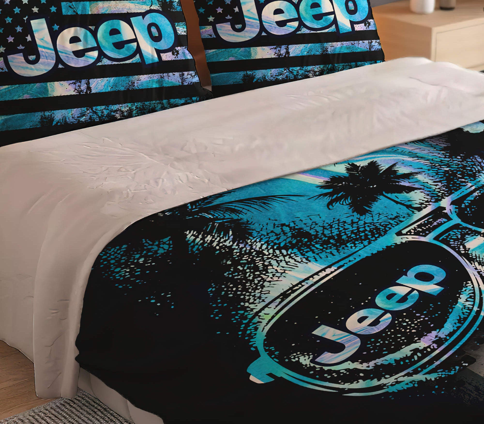 jeep-skull-hologram-flag-bedding-set