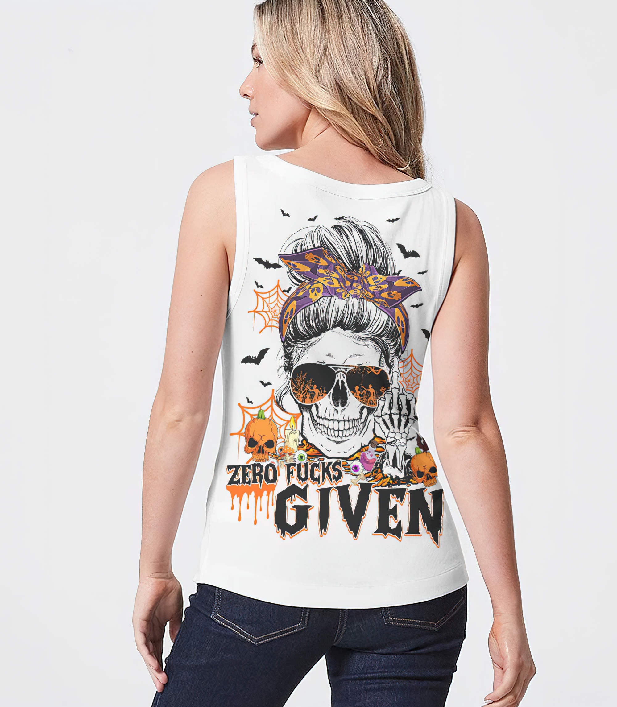 zero-fks-given-skull-halloween-2d-tank-top