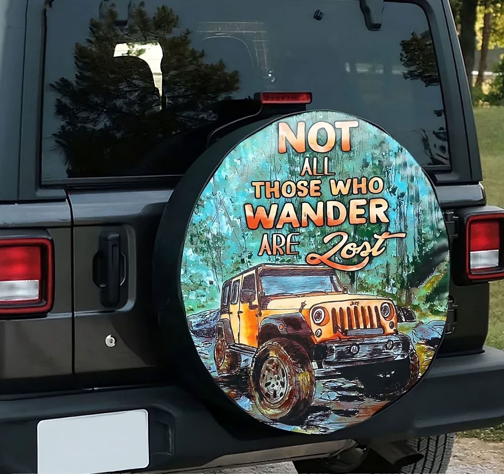 not-all-those-who-wander-are-lost-watercolor-automotive-spare-tire-cover